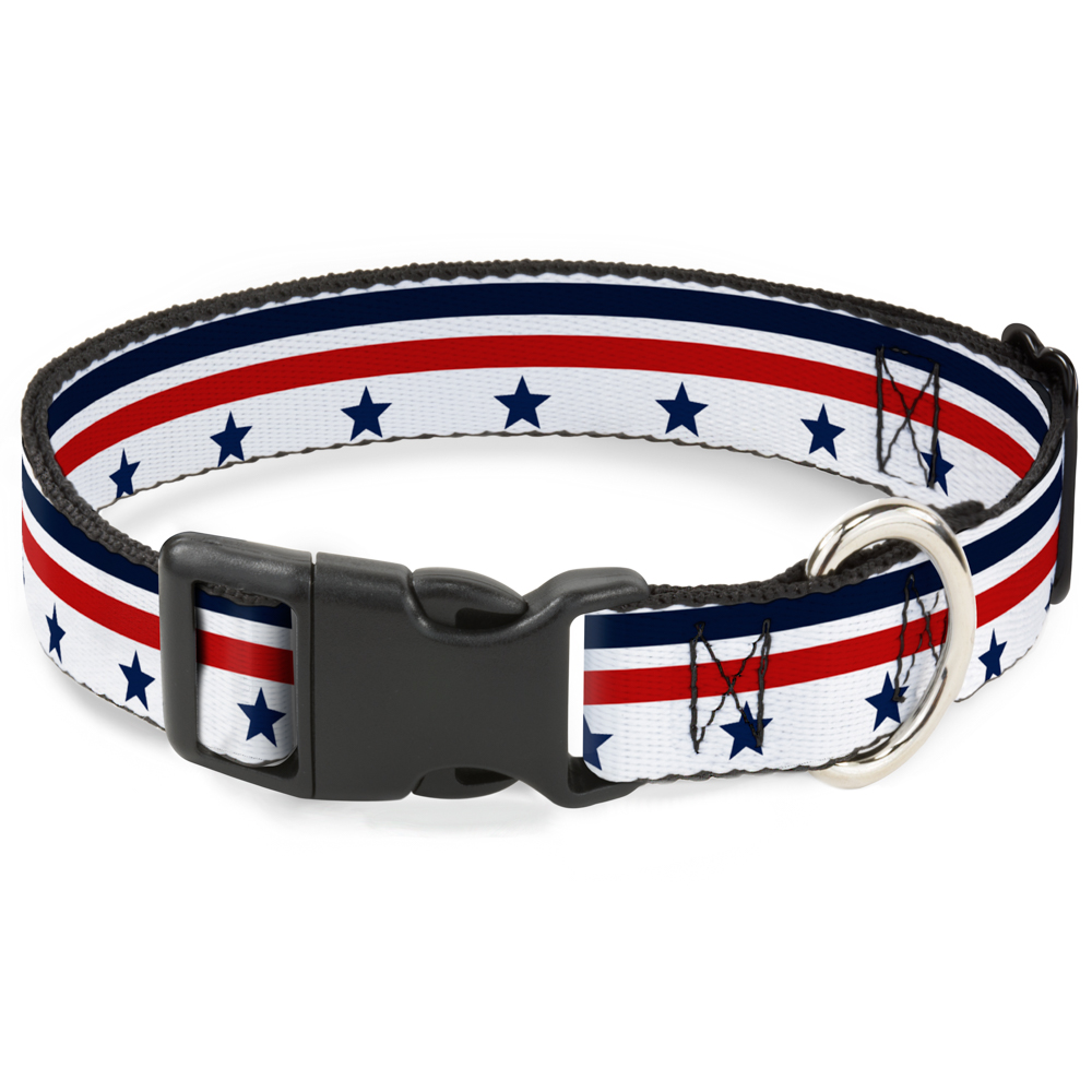 Plastic Clip Collar Americana Stars & Stripes5 White/Blue/Red NARROW-Small 7-8.5