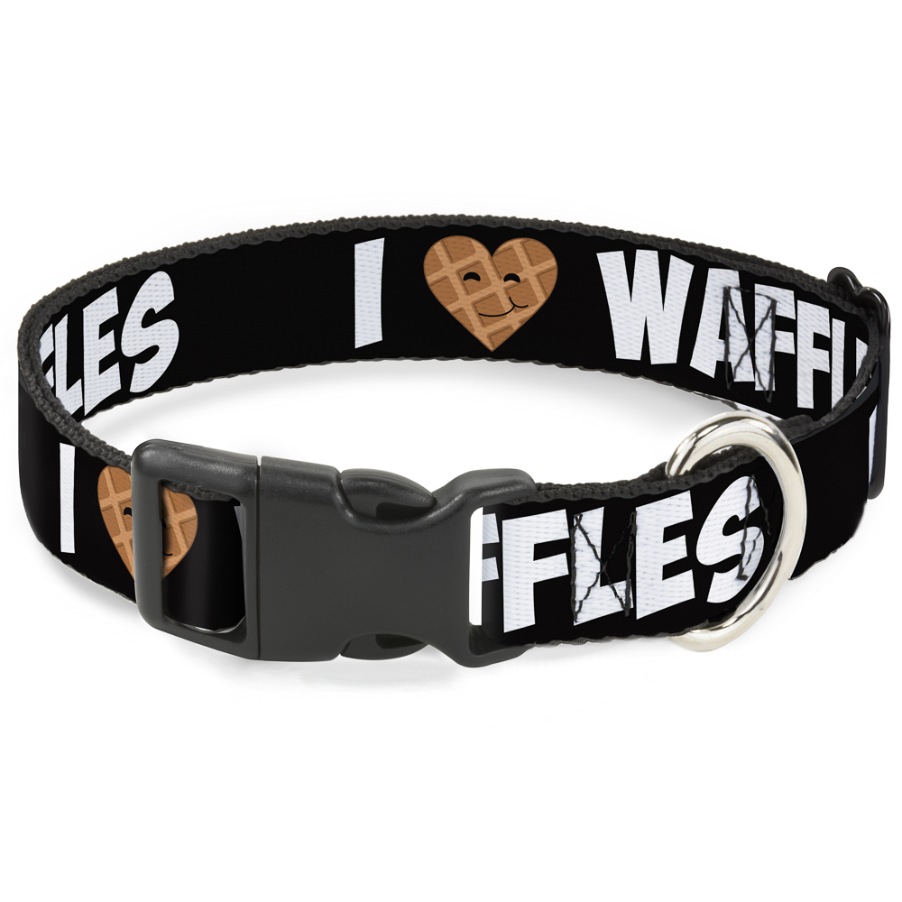 Plastic Clip Collar I "Heart" WAFFLES Text Large 15-24"