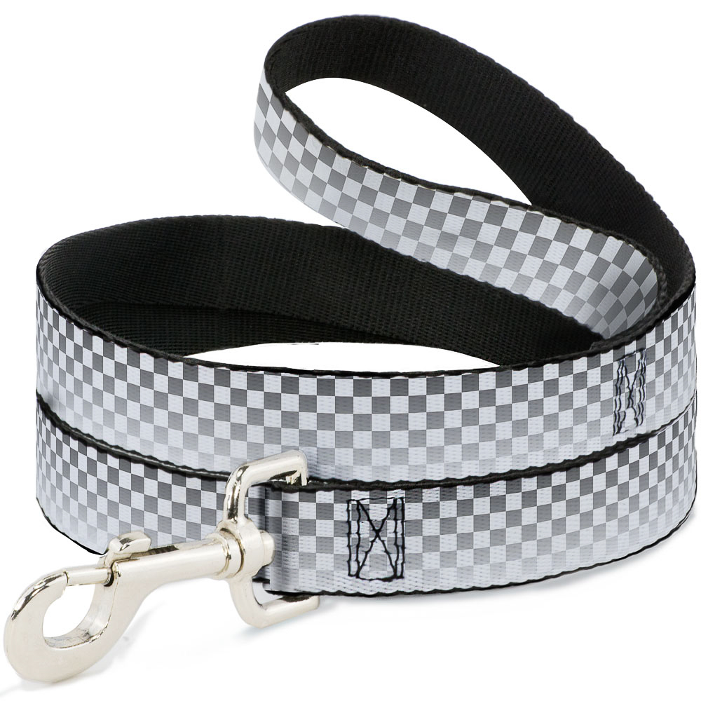 Checker Black White Narrow Dog Leash 0.5 Inch