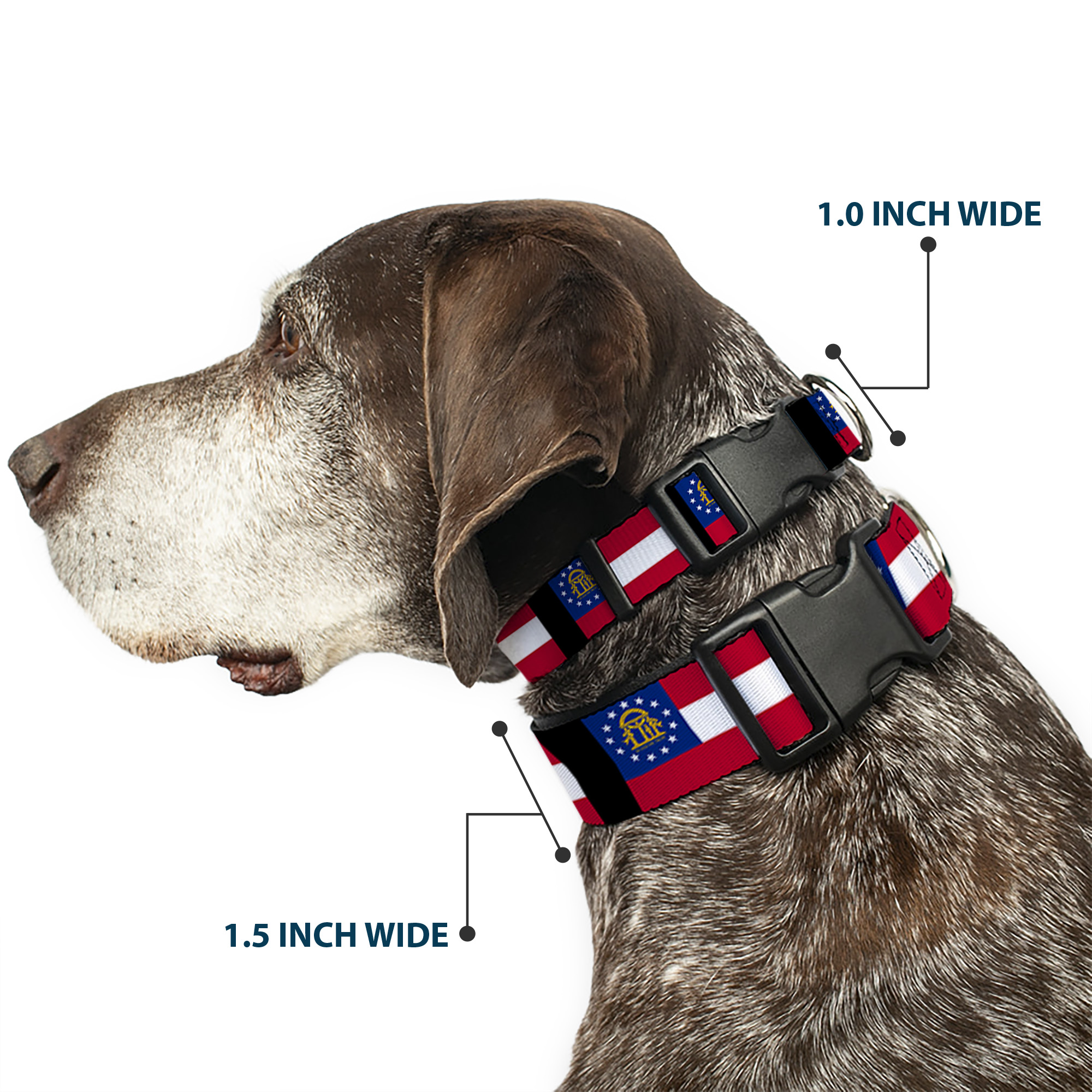 Plastic Clip Collar Georgia Flags/Black Medium 11-16.5"