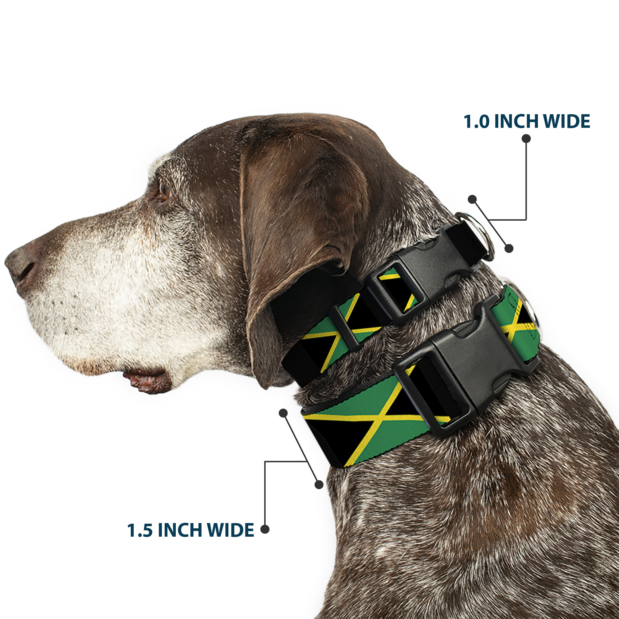 Plastic Clip Collar Jamaica Flags NARROW-Small 7-8.5"