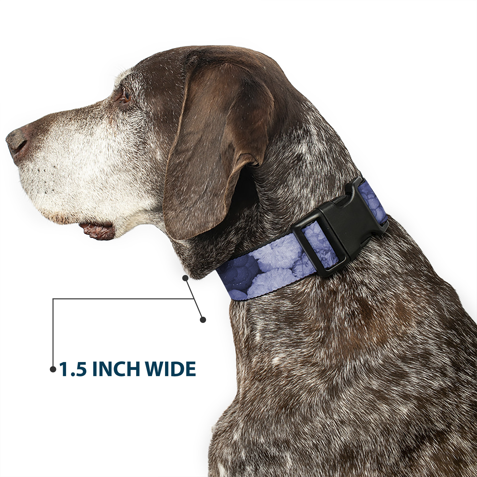 Plastic Clip Collar Vivid Floral Collage2 Blues Small 9.5-13"