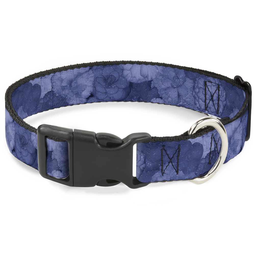 Plastic Clip Collar Vivid Floral Collage2 Blues Small 9.5-13"