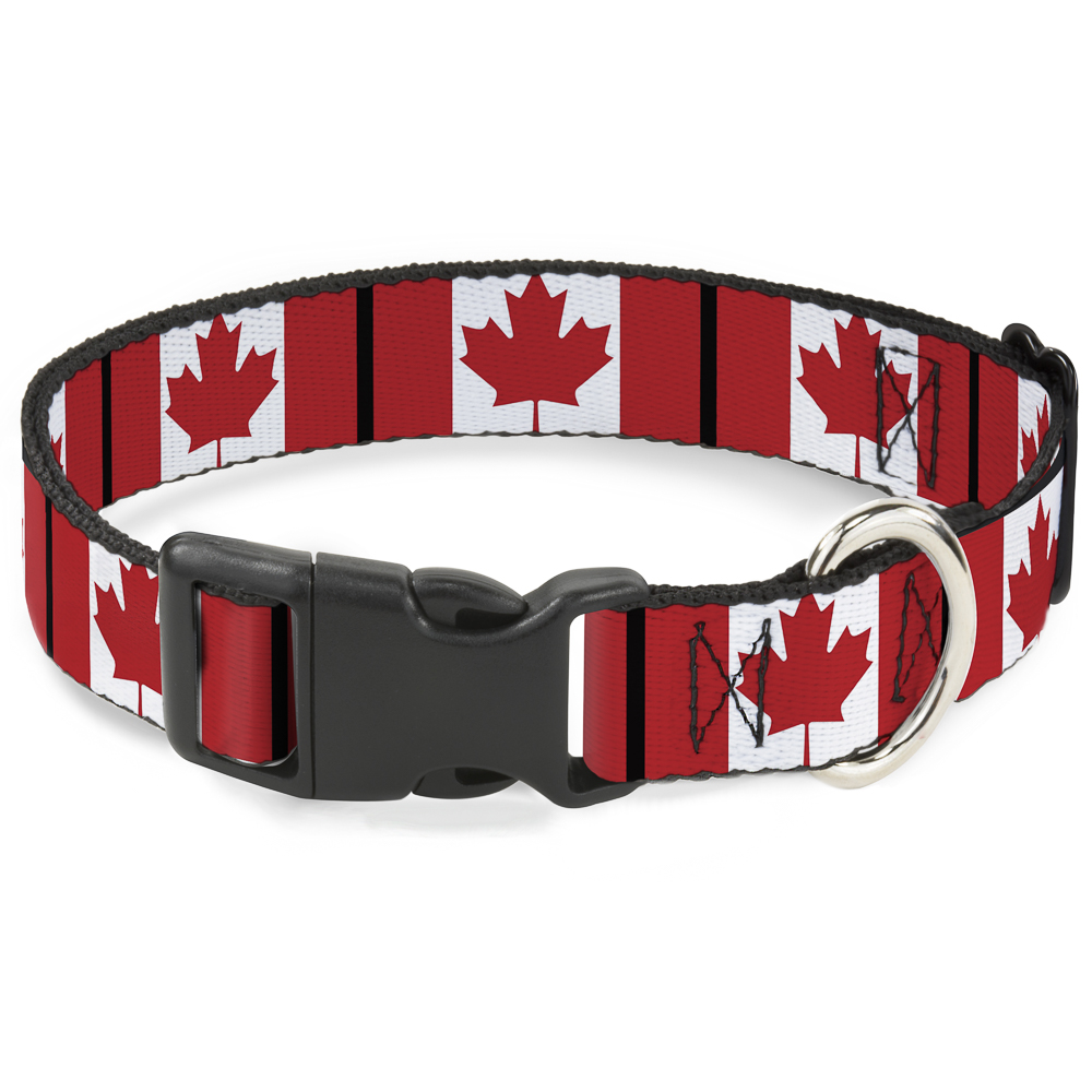 Plastic Clip Collar Canada Flags Large 15-24"