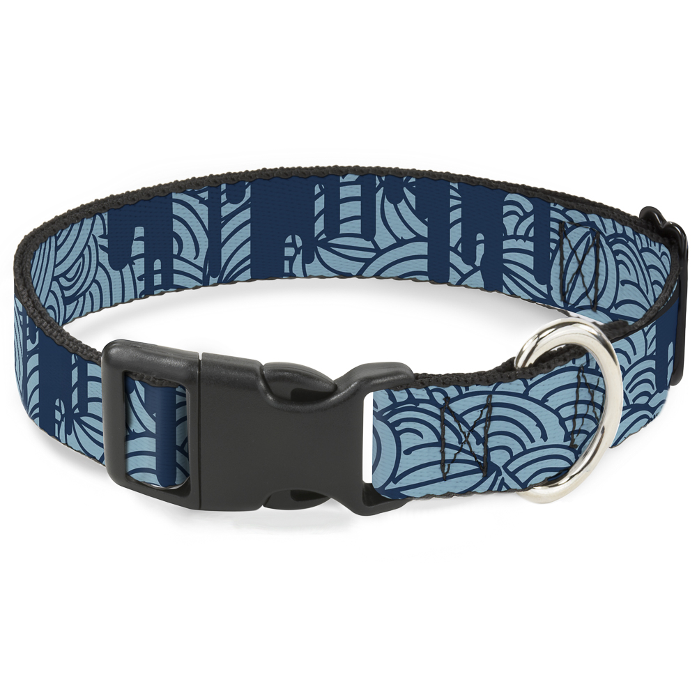 Plastic Clip Collar Doodle1/Paint Drips Blues Medium 11-16.5"