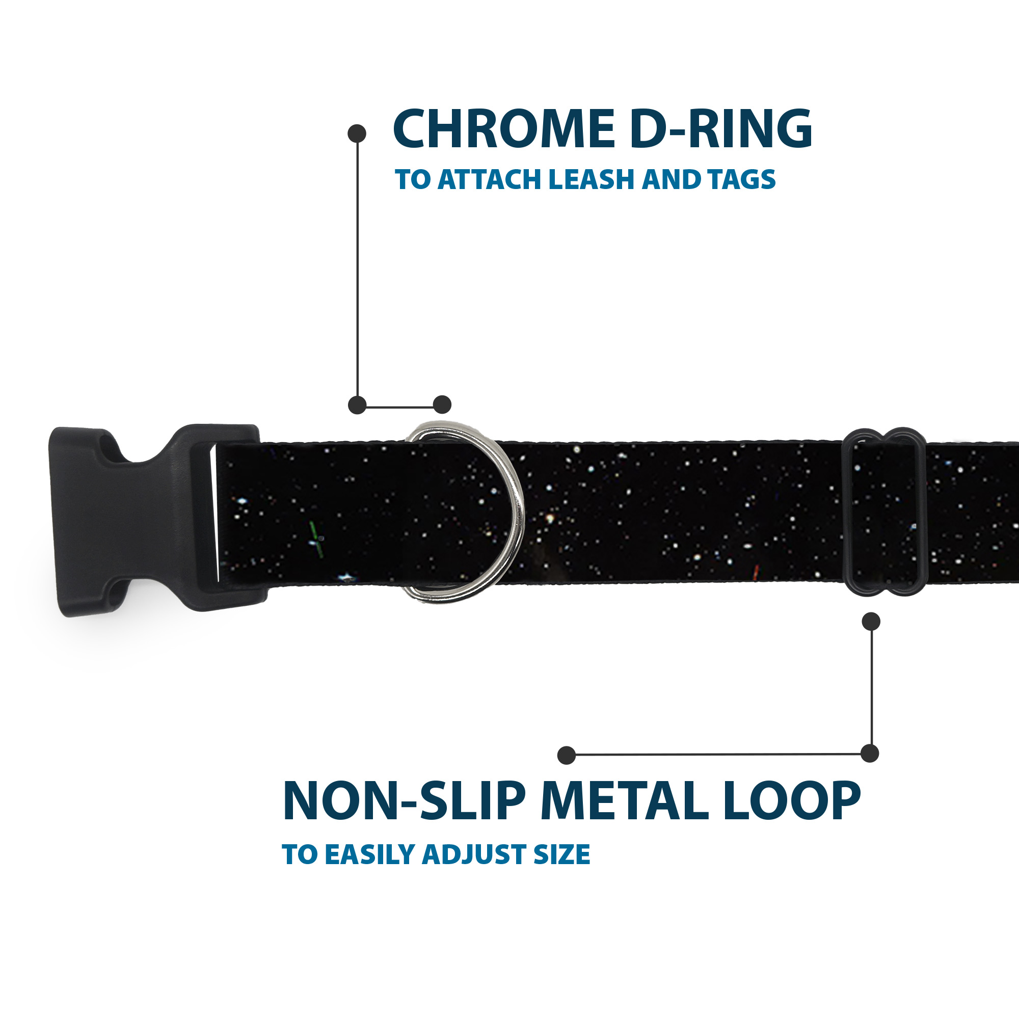 Plastic Clip Collar Deep Space2 Black/White Medium 11-16.5"