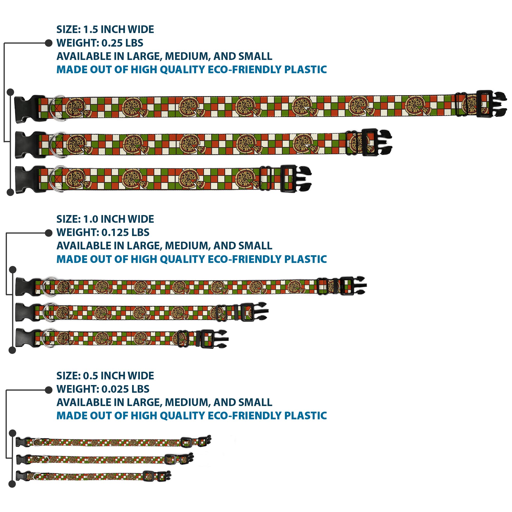 Plastic Clip Collar Pizza Pies NARROW-Medium 8.5-12"