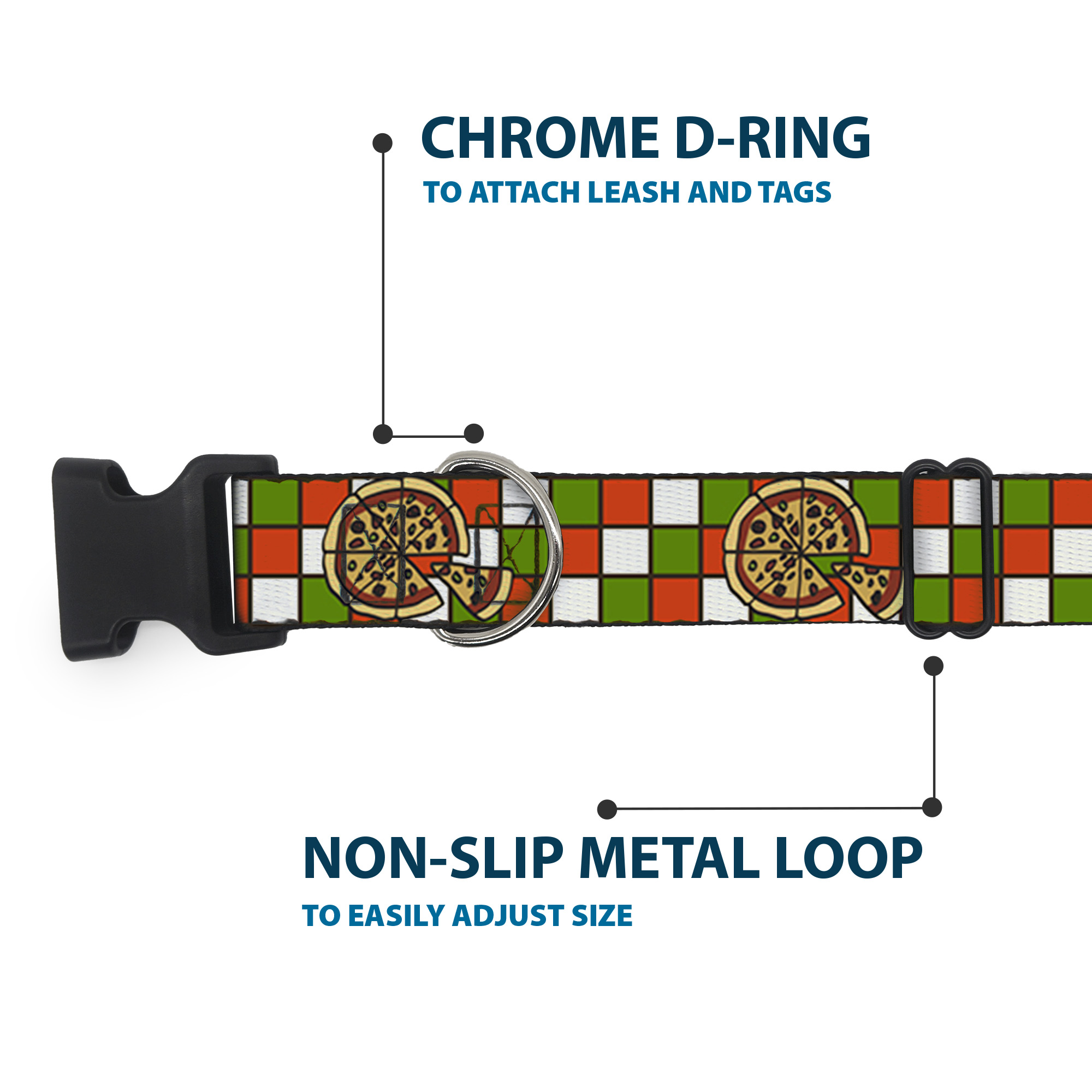 Plastic Clip Collar Pizza Pies NARROW-Medium 8.5-12"