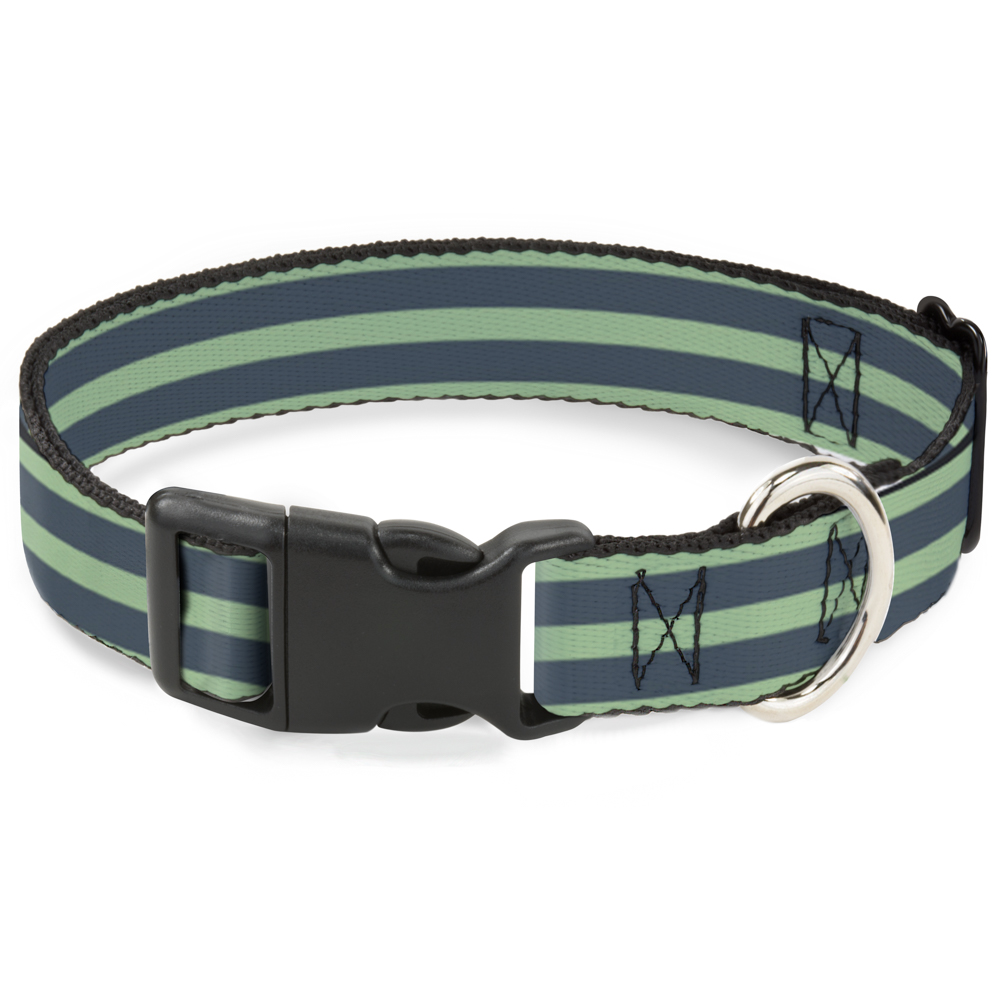 Plastic Clip Collar Stripes Pastel Green/Olive NARROW-Large 9.5-14.5 (US IMPORT)