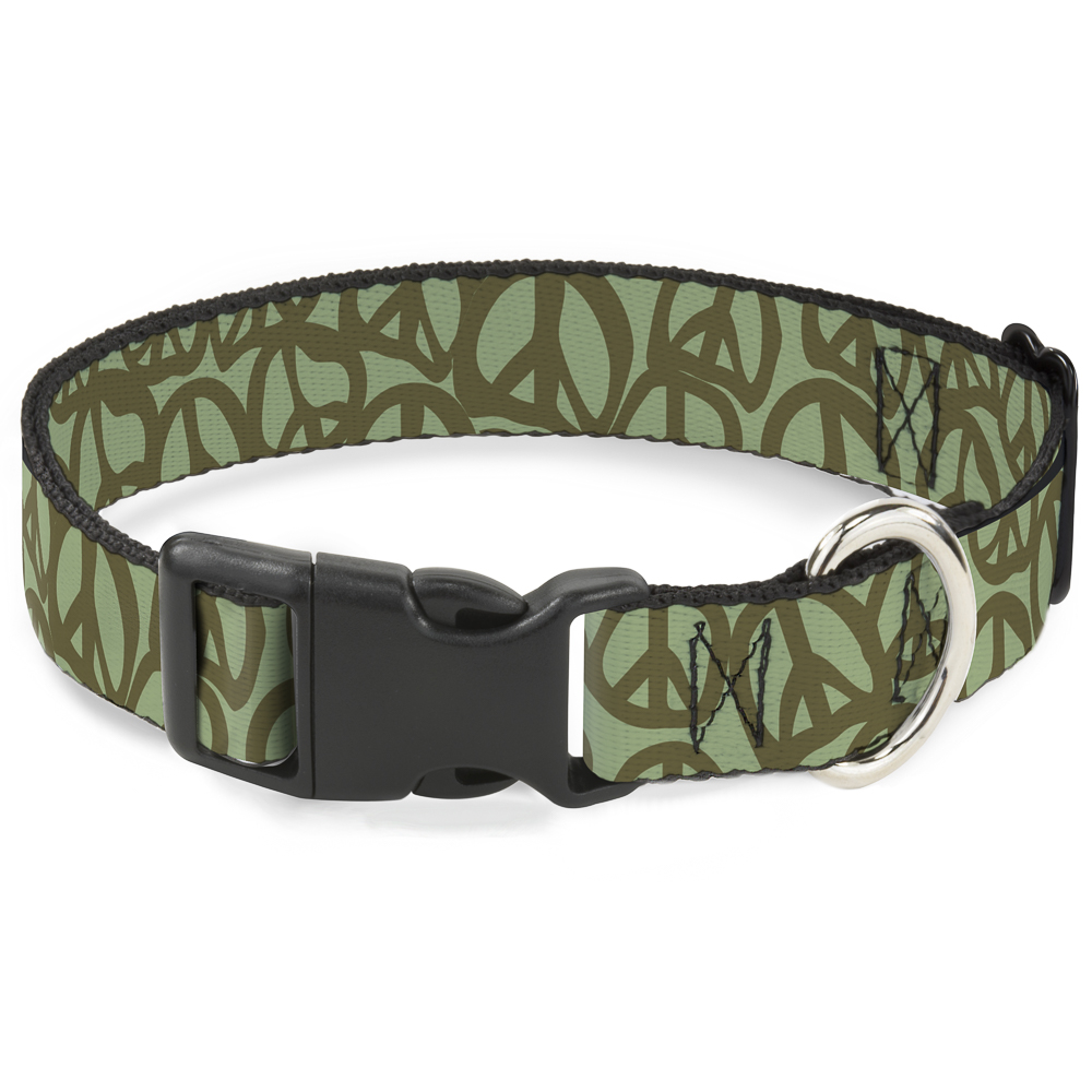 Plastic Clip Collar Peace Sage/Olive Large 15-24"