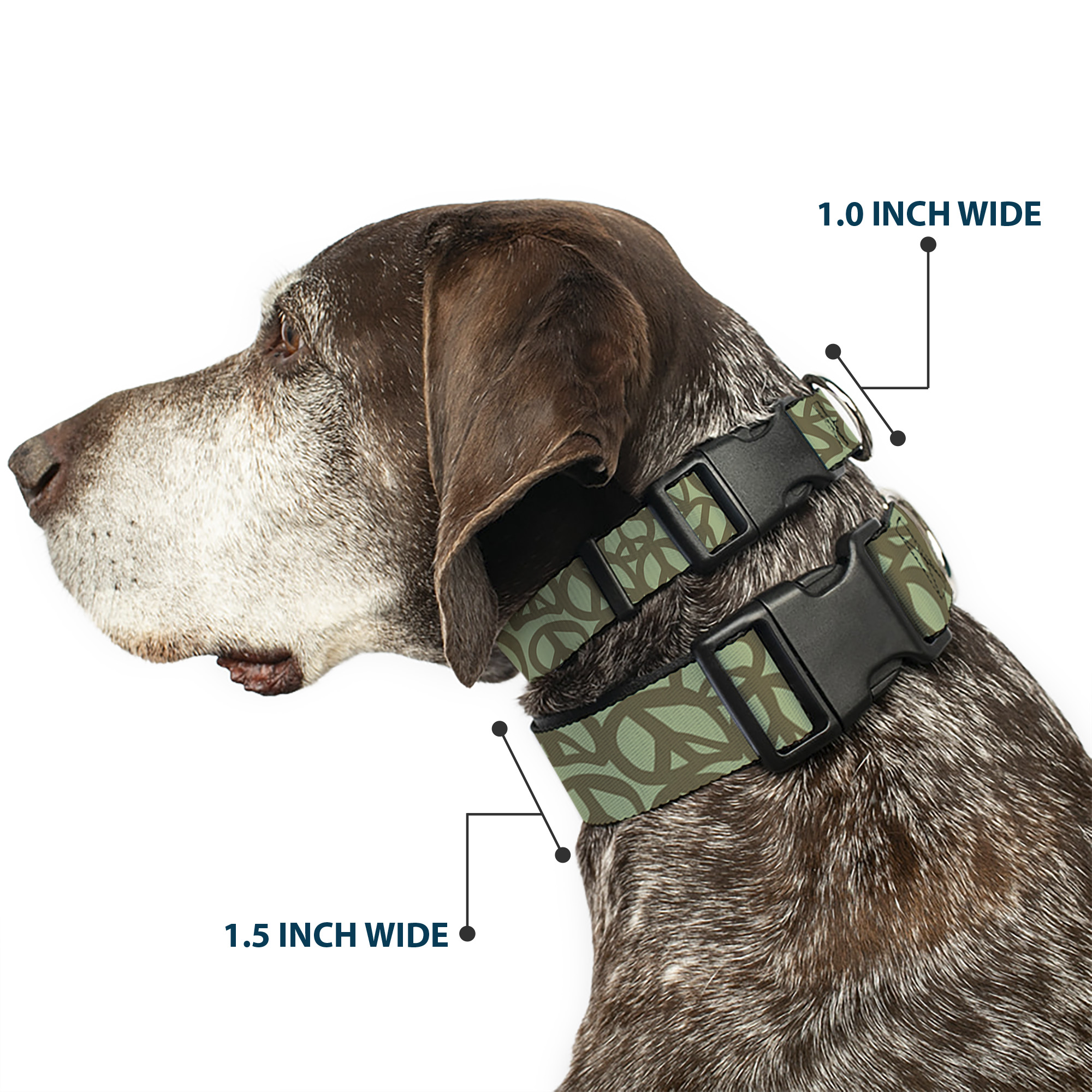 Plastic Clip Collar Peace Sage/Olive Large 15-24"