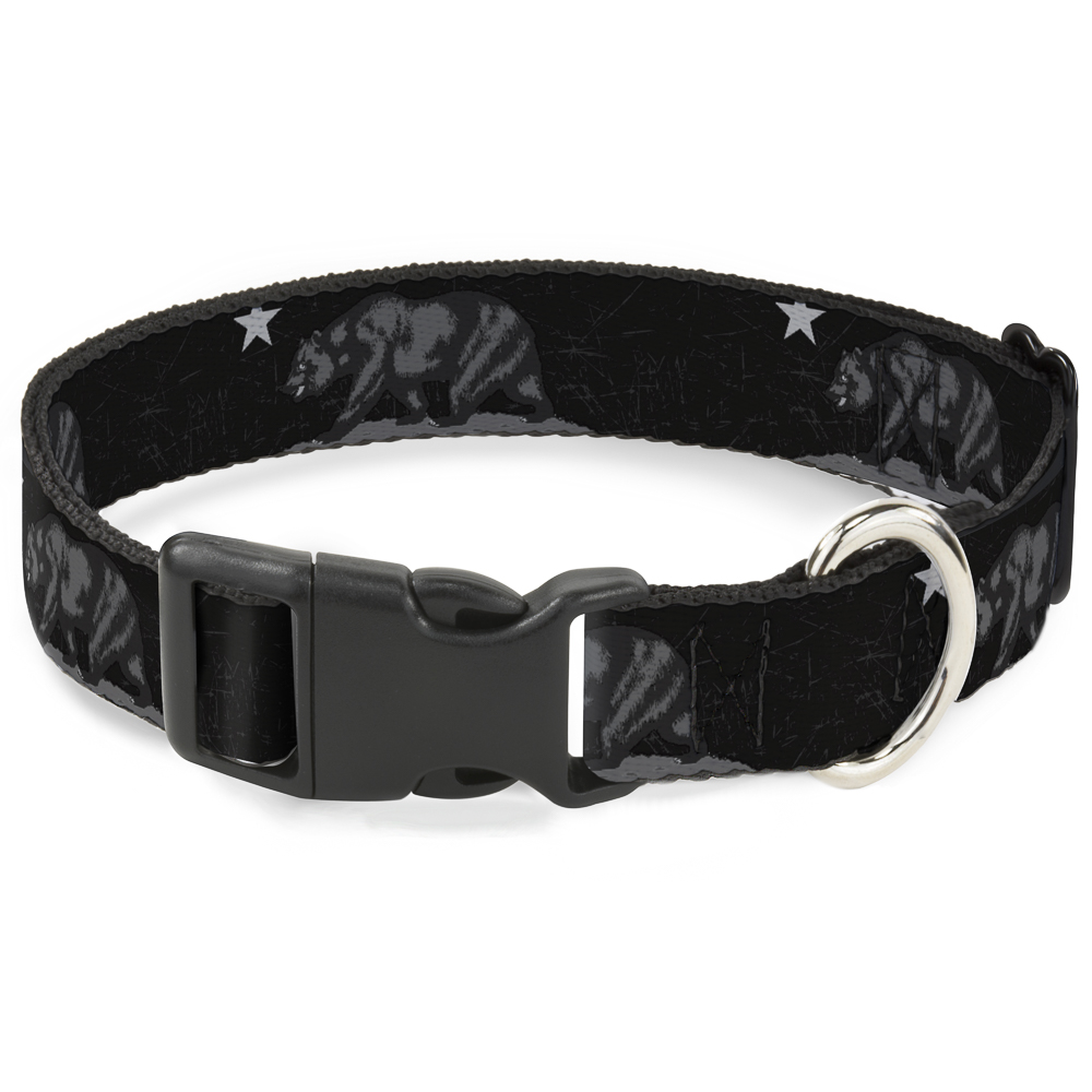 Plastic Clip Collar Cali Bear Black/Grays Medium 11-16.5"