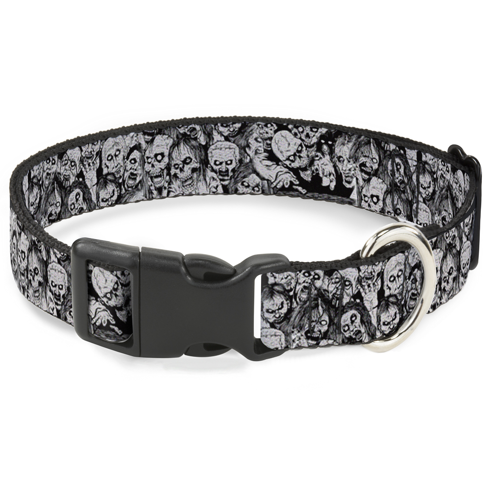 Plastic Clip Collar Zombie Skulls Sketch Small 9.5-13"