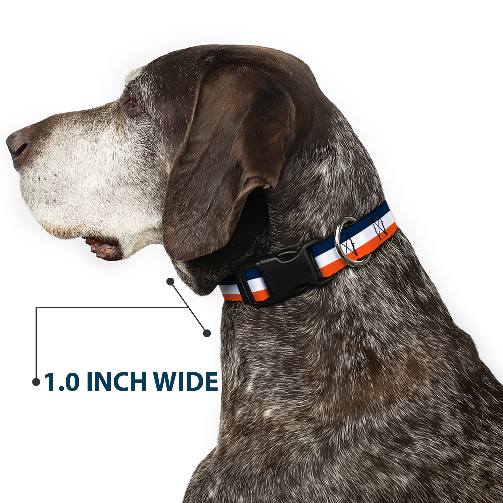 Plastic Clip Collar Stripe Navy/White/Orange NARROW-Medium 8.5-12"