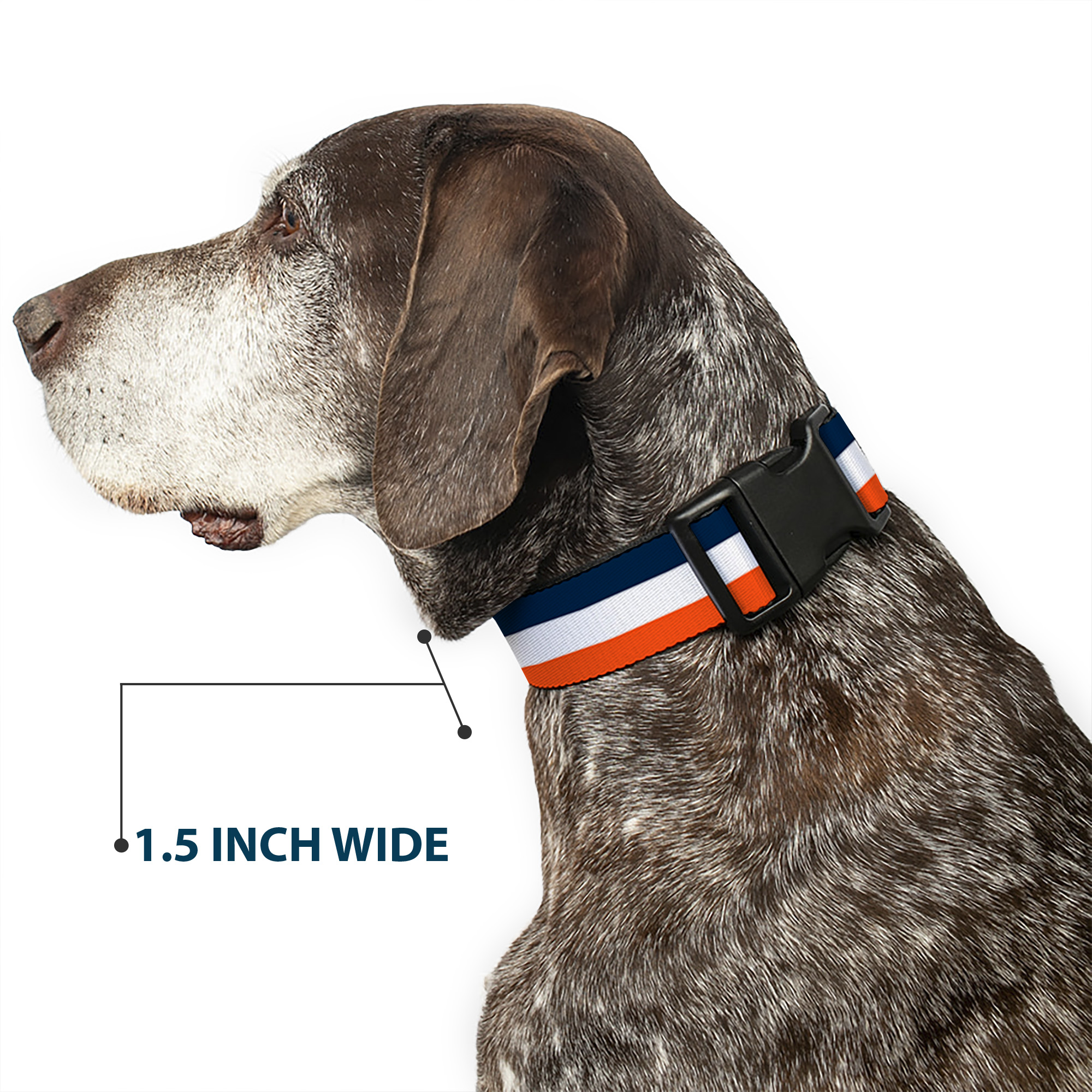 Plastic Clip Collar Stripe Navy/White/Orange NARROW-Medium 8.5-12"