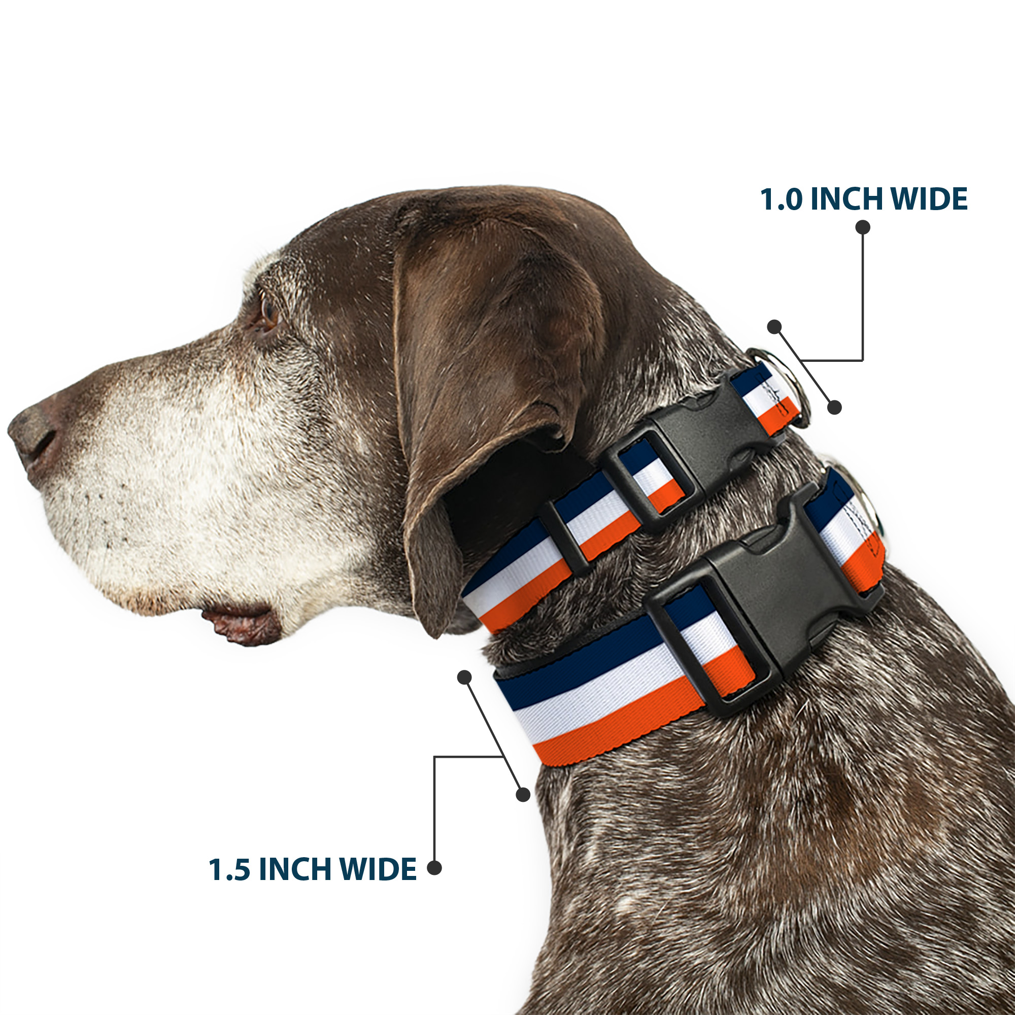 Plastic Clip Collar Stripe Navy/White/Orange NARROW-Medium 8.5-12"
