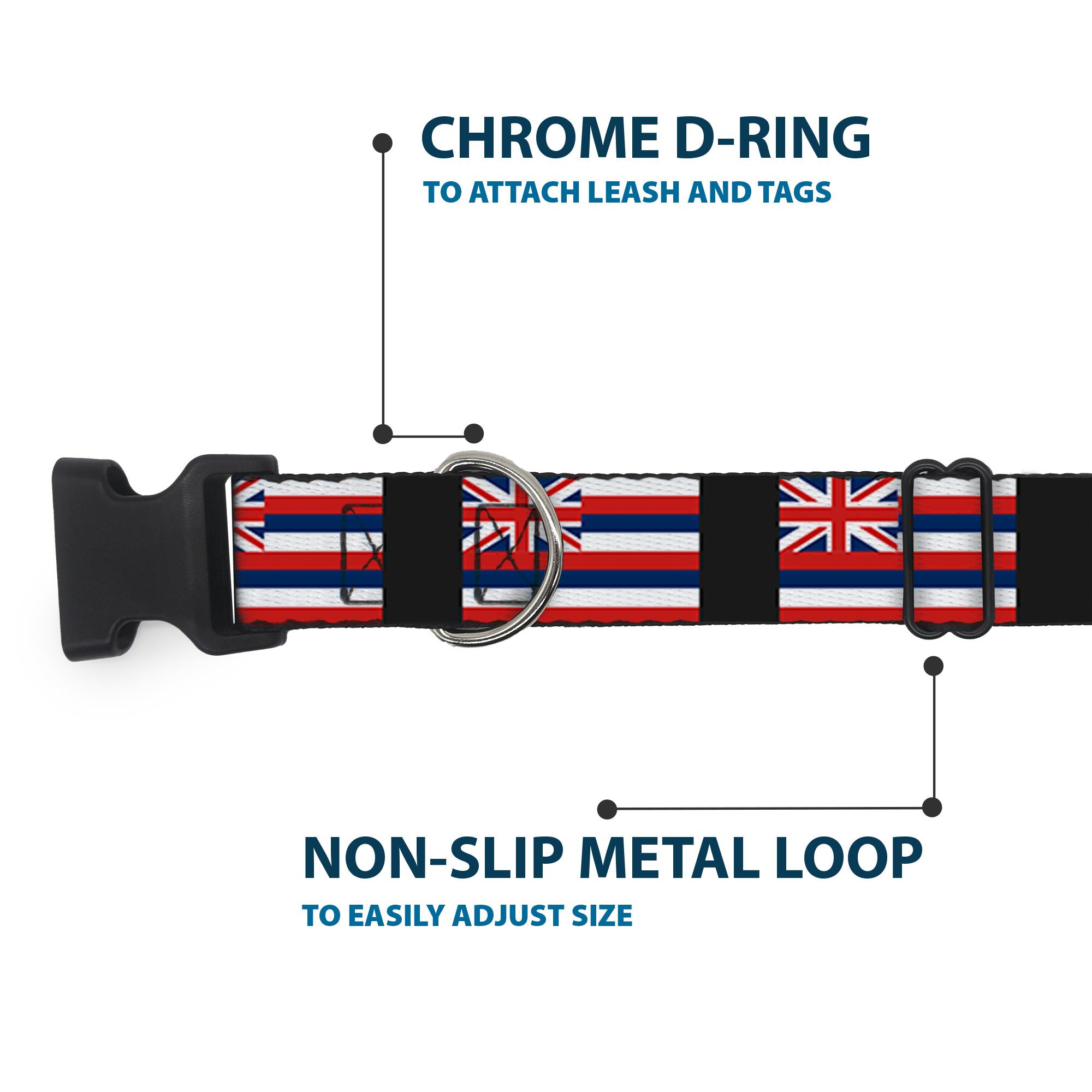 Plastic Clip Collar Hawaii Flags Small 9.5-13"