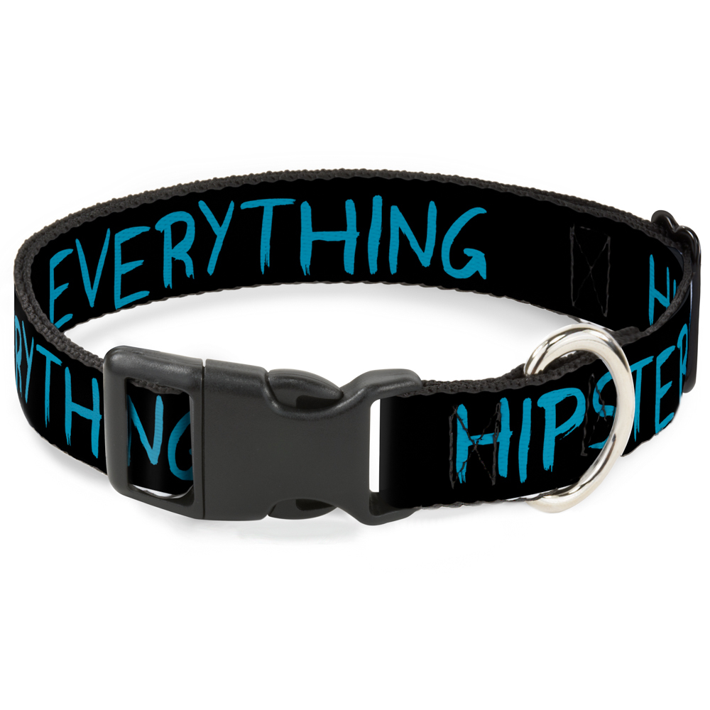 Plastic Clip Collar HIPSTERS RUIN EVERYTHING Black/Blue Medium 11-16.5"