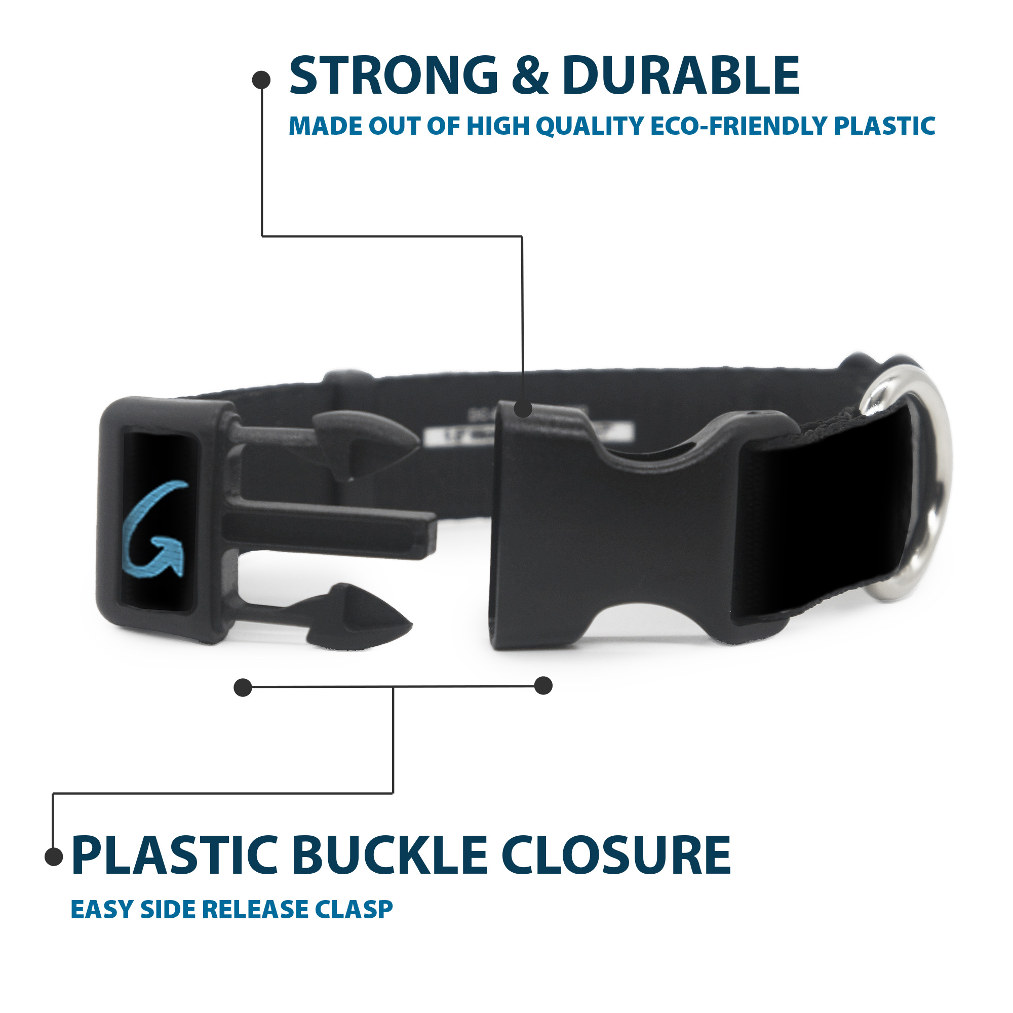 Plastic Clip Collar HIPSTERS RUIN EVERYTHING Black/Blue Medium 11-16.5"