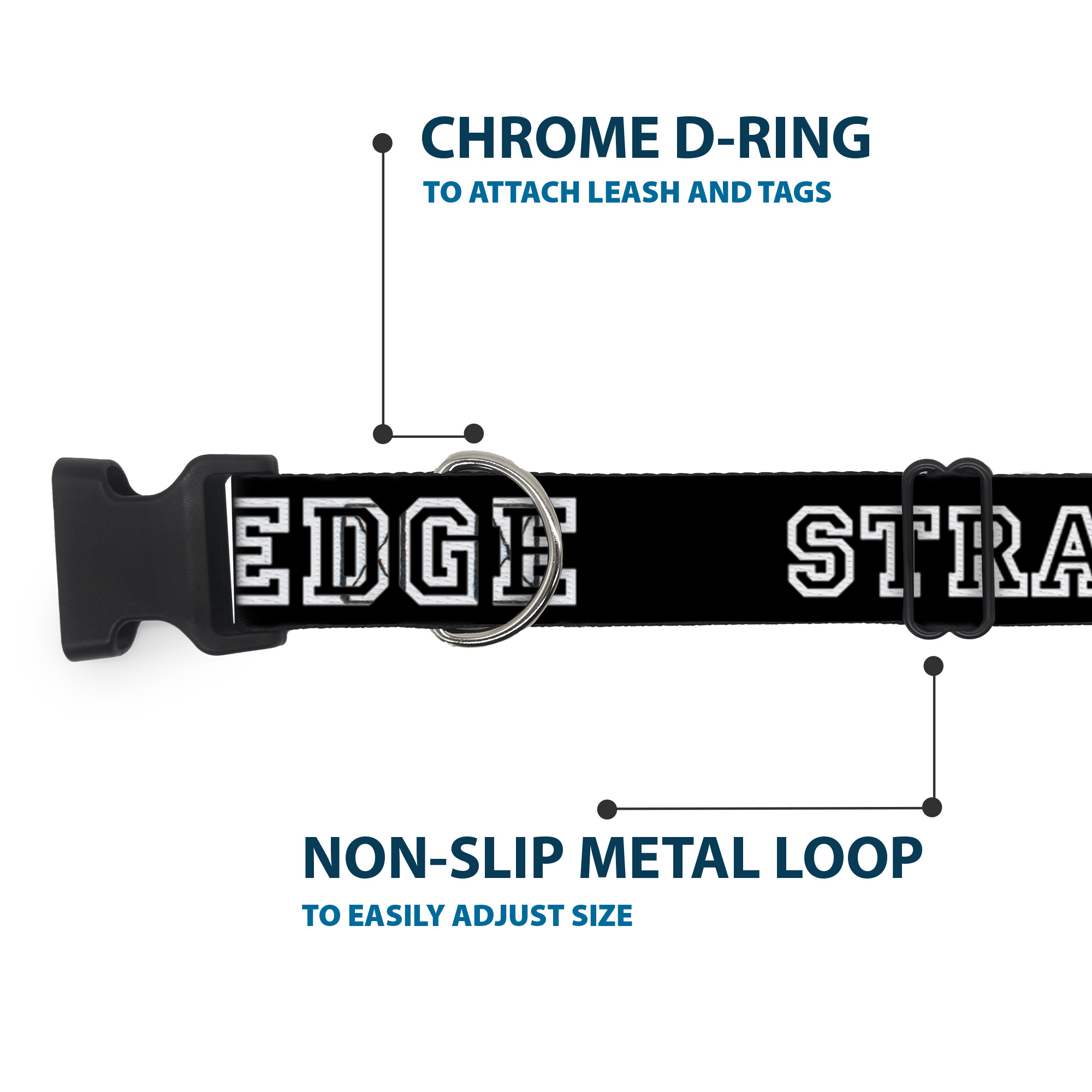 Plastic Clip Collar STRAIGHT EDGE Black/White Small 9.5-13"