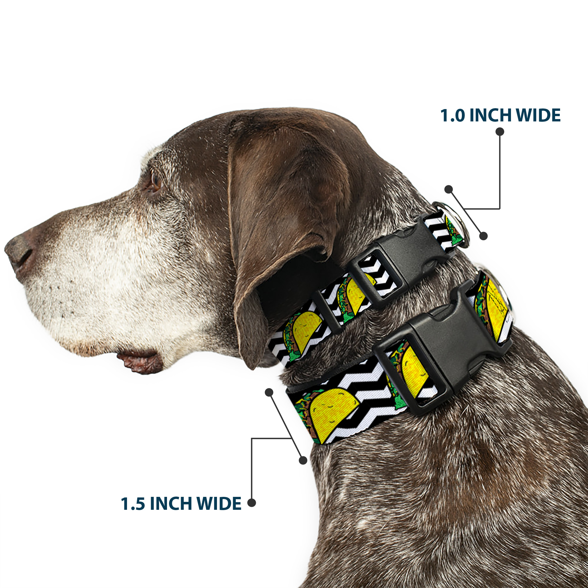 Plastic Clip Collar Taco/Chevron Black/White Large 15-24"