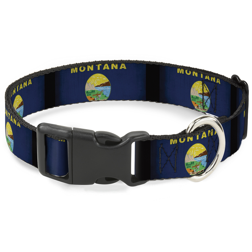 Plastic Clip Collar Montana Flags2 Small 9.5-13"