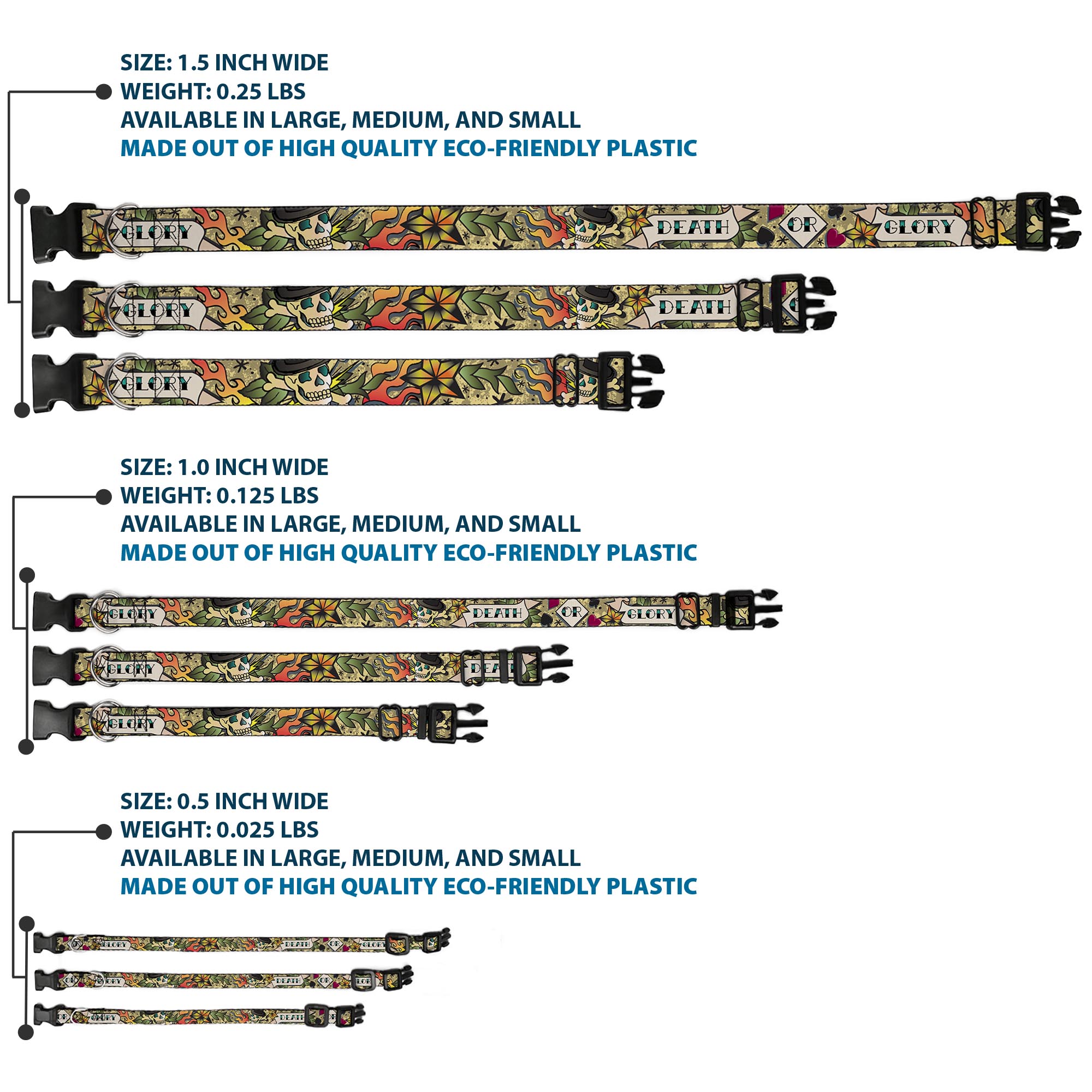 Plastic Clip Collar Death or Glory Tan Large 15-24"