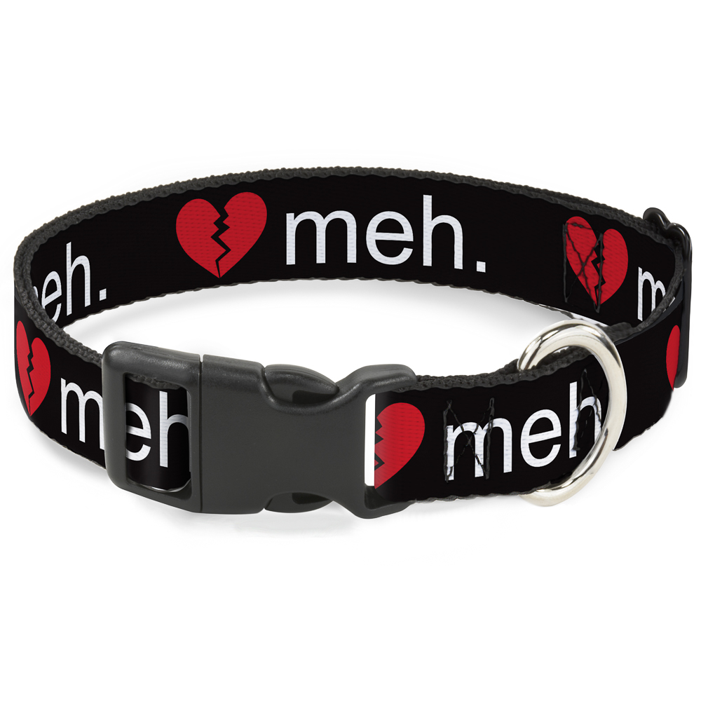 Plastic Clip Collar Broken Heart MEH Black/Red/White Small 9.5-13