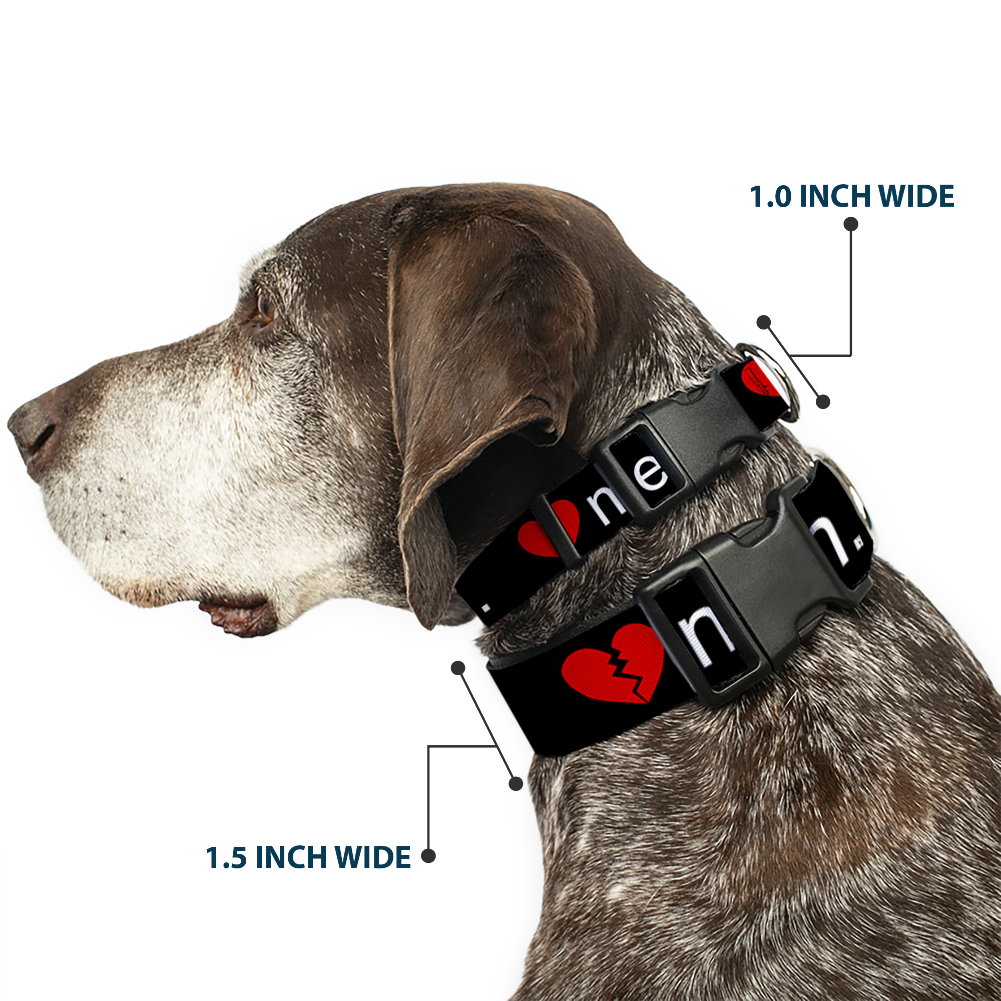 Plastic Clip Collar Broken Heart MEH Black/Red/White Small 9.5-13
