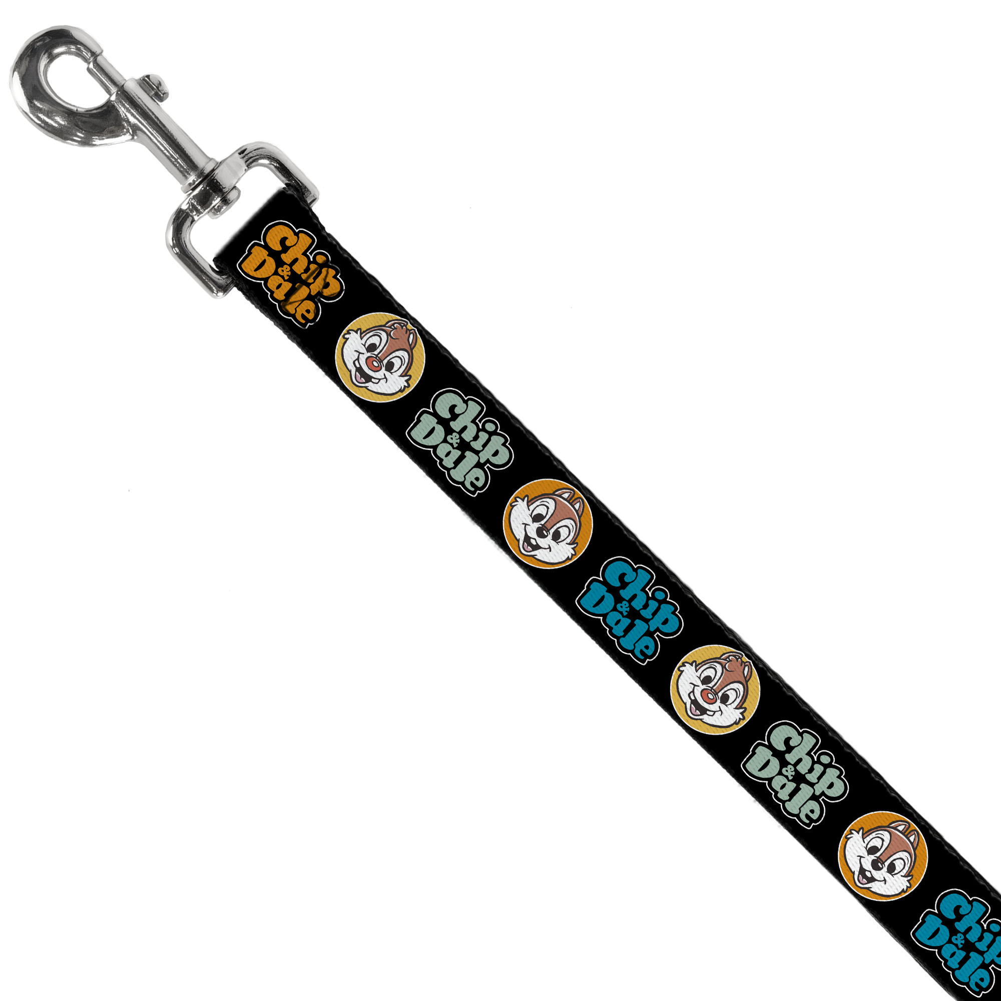 Dog Leash CHIP & DALE Expression Bubbles Black/Multi Color NARROW 0.5"