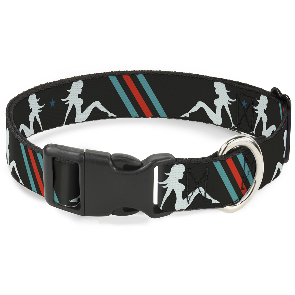 Plastic Clip Collar Mud Flap Girls w/Stripes Gray/Turquoise/Orange M (US IMPORT)
