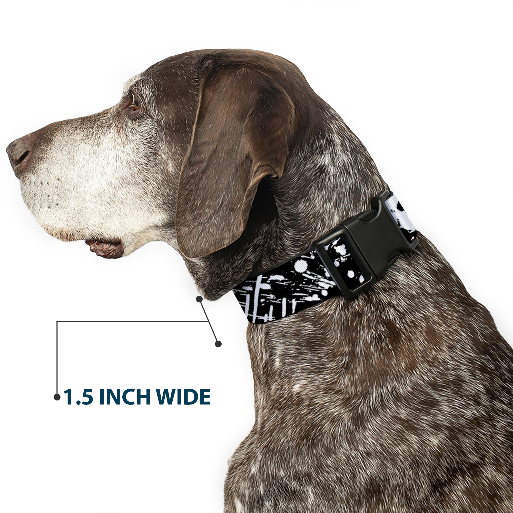 Plastic Clip Collar Splatter Black/White NARROW-Small 7-8.5"