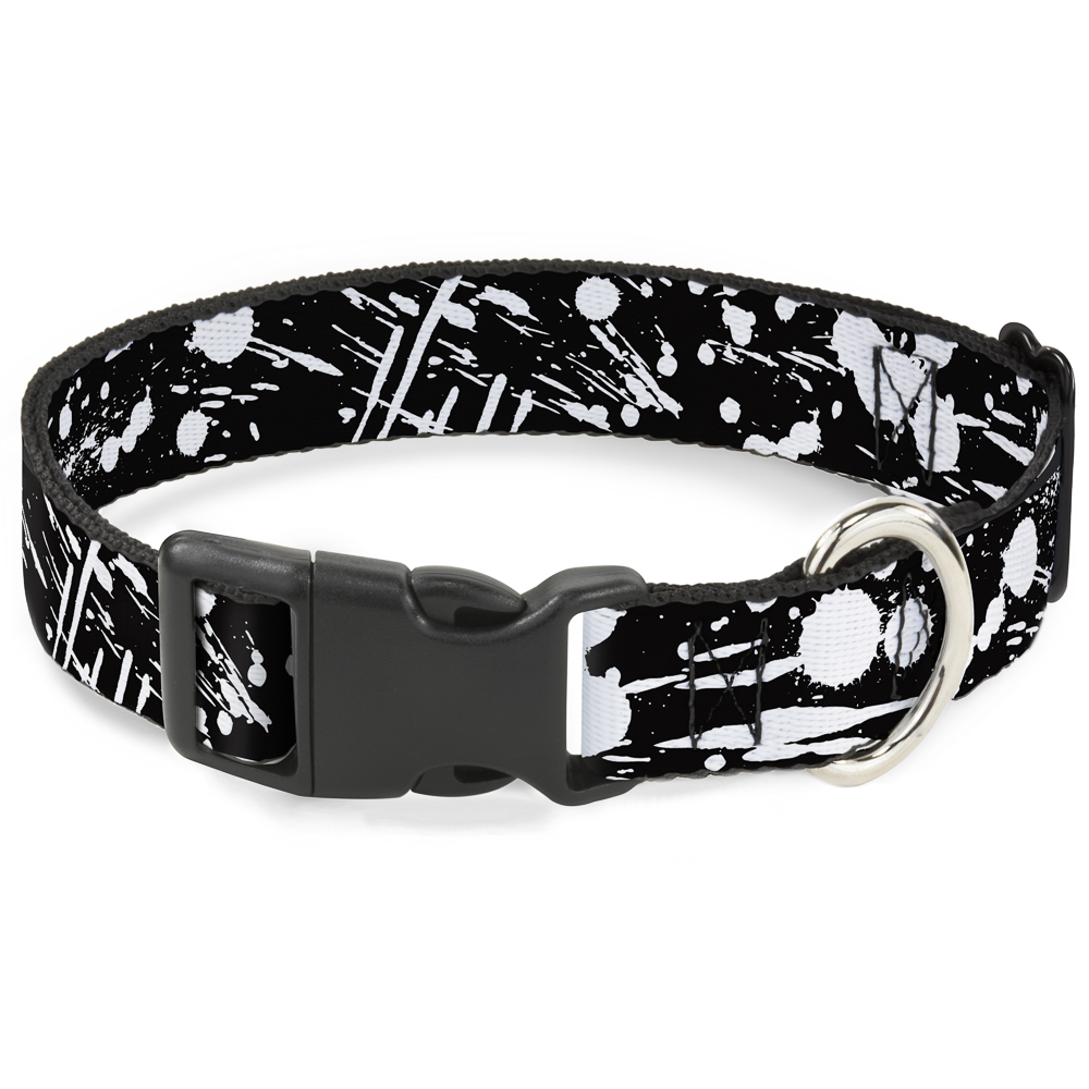 Plastic Clip Collar Splatter Black/White NARROW-Small 7-8.5"