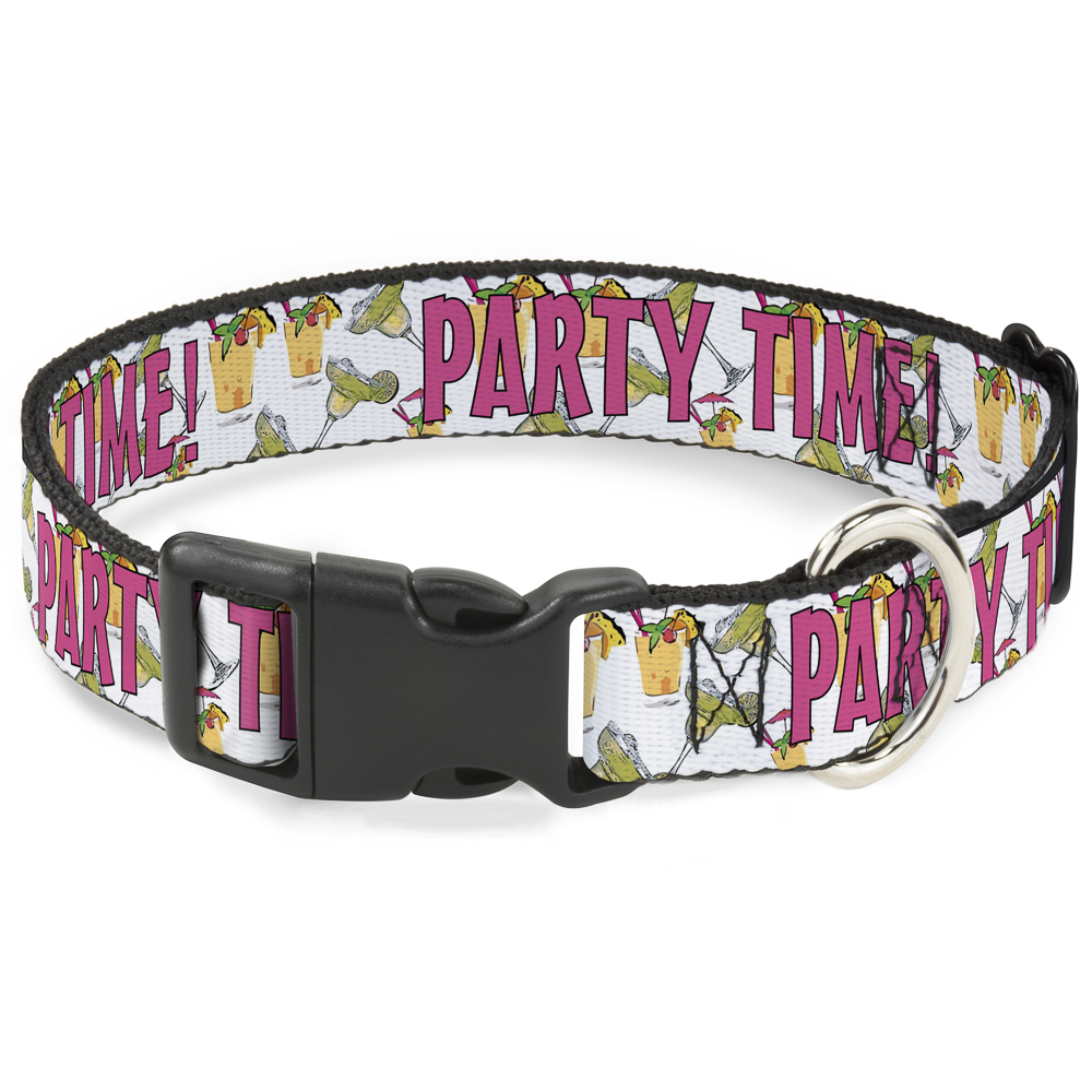 Plastic Clip Collar PARTY TIME! w/Drinks NARROW-Small 7-8.5"