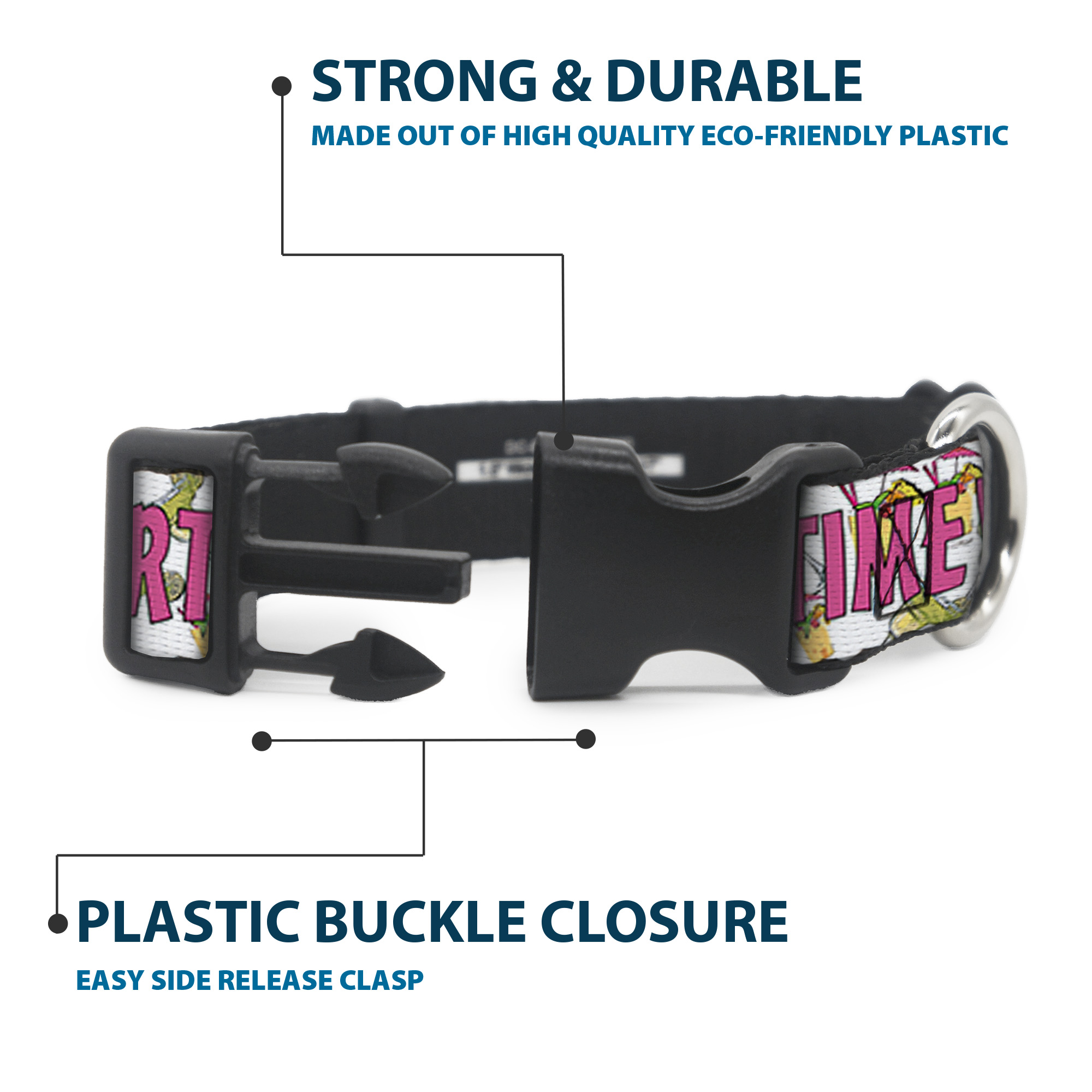 Plastic Clip Collar PARTY TIME! w/Drinks NARROW-Small 7-8.5"