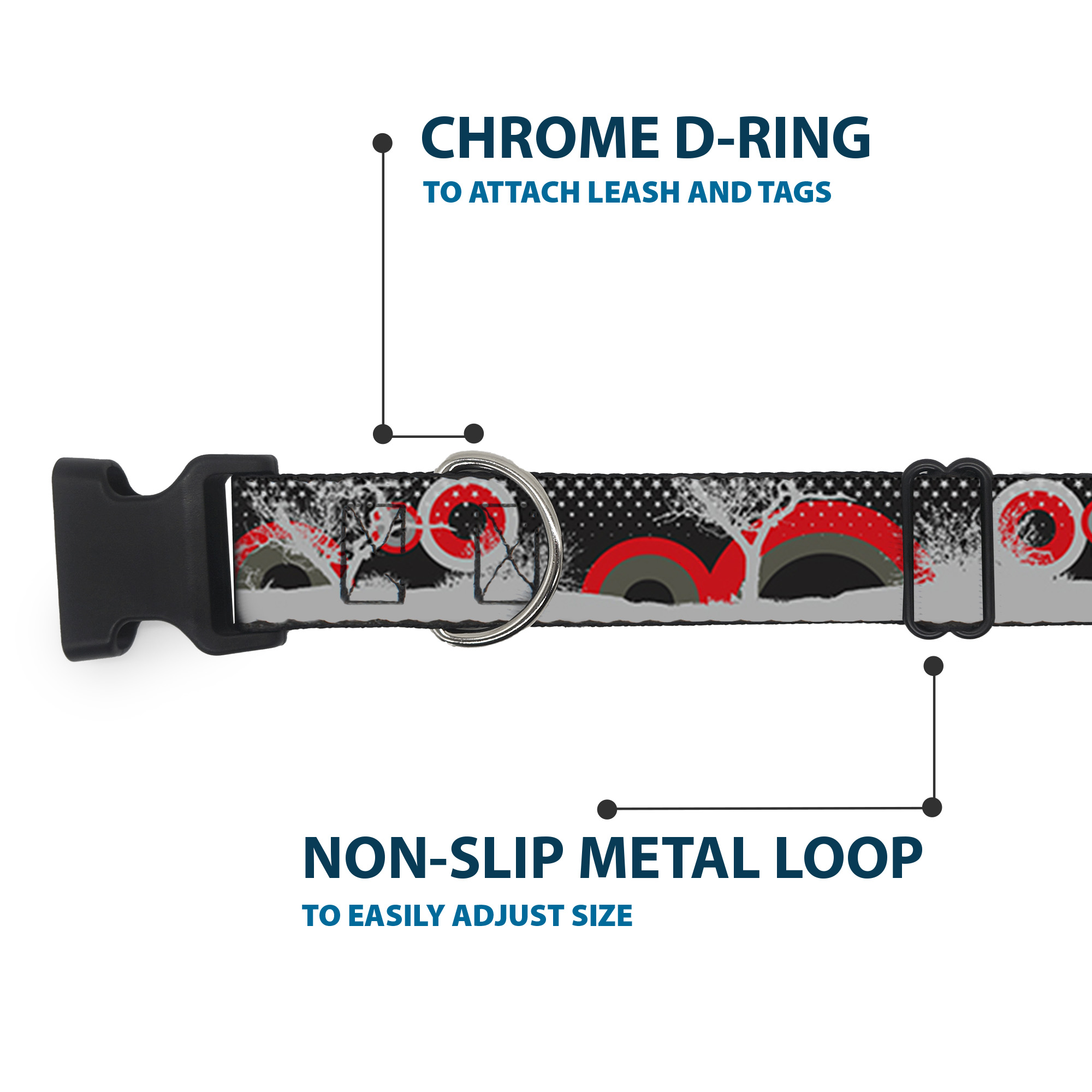 Plastic Clip Collar Starry Forest Large 15-24"