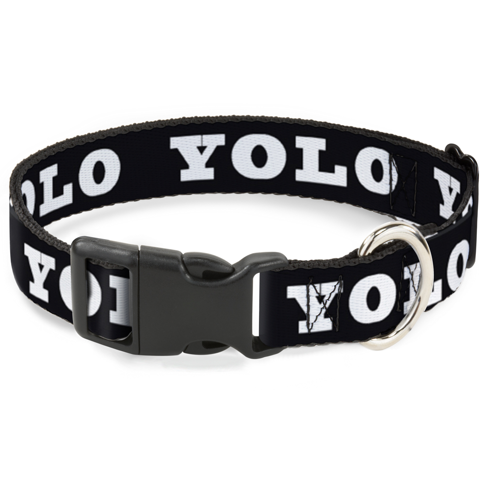 Plastic Clip Collar YOLO Bold Black/White Small 9.5-13"