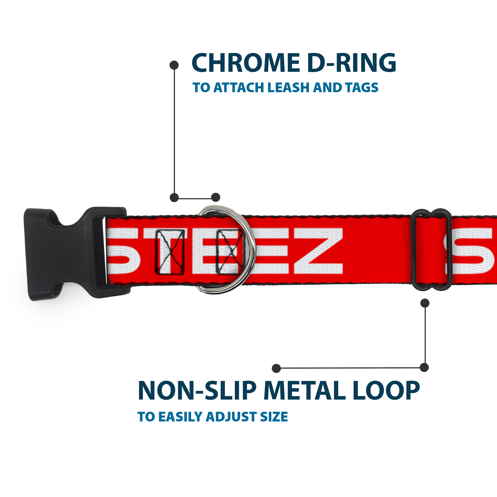 Plastic Clip Collar STEEZ Red/White Small 9.5-13"