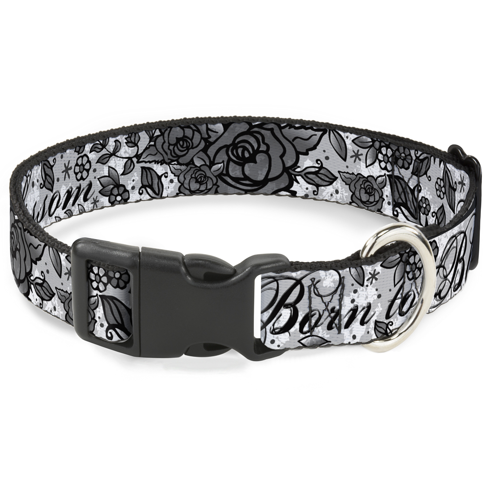 Plastic Clip Collar Born to Blossom Black/White NARROW-Large 9.5-14. (US IMPORT)