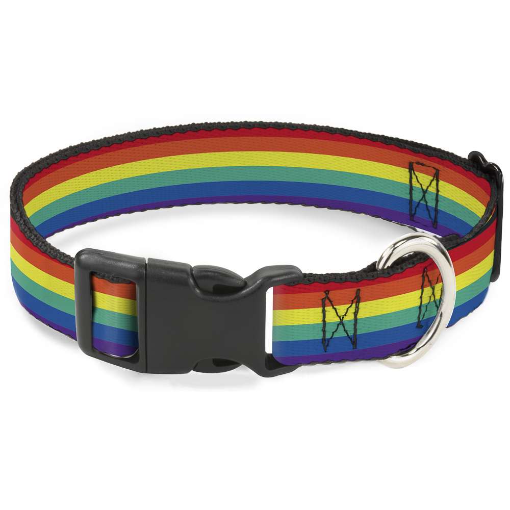 Plastic Clip Collar Rainbow Print Large 15-24"