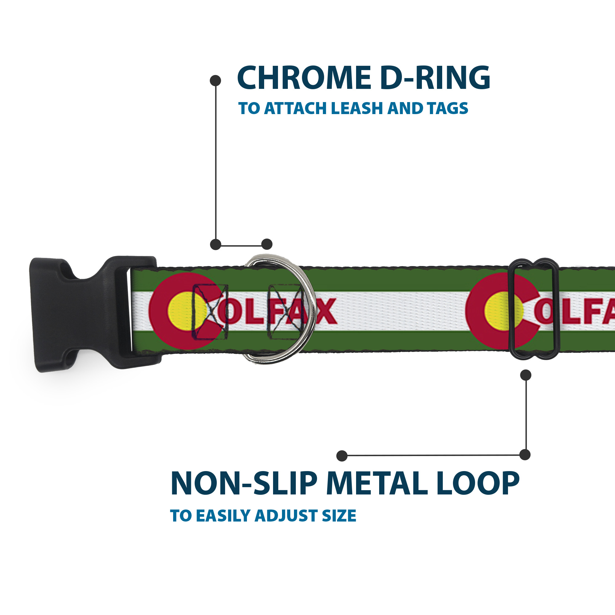 Plastic Clip Collar COLFAX Green Stripe Small 9.5-13"