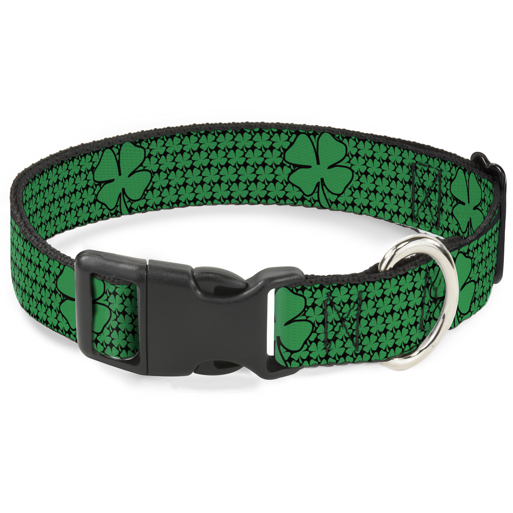 Plastic Clip Collar St. Pat's Clovers/Green Medium 11-16.5"