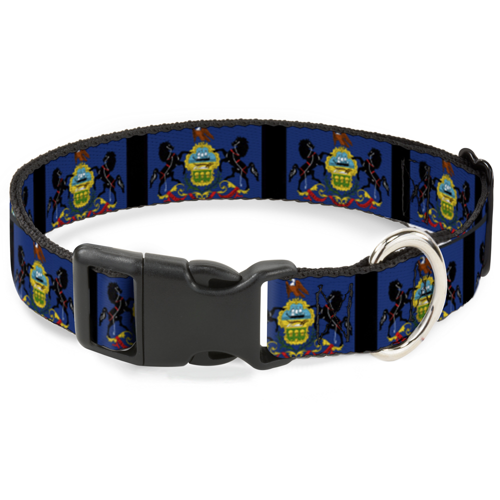 Plastic Clip Collar Pennsylvania Flags/Black NARROW-Small 7-8.5"