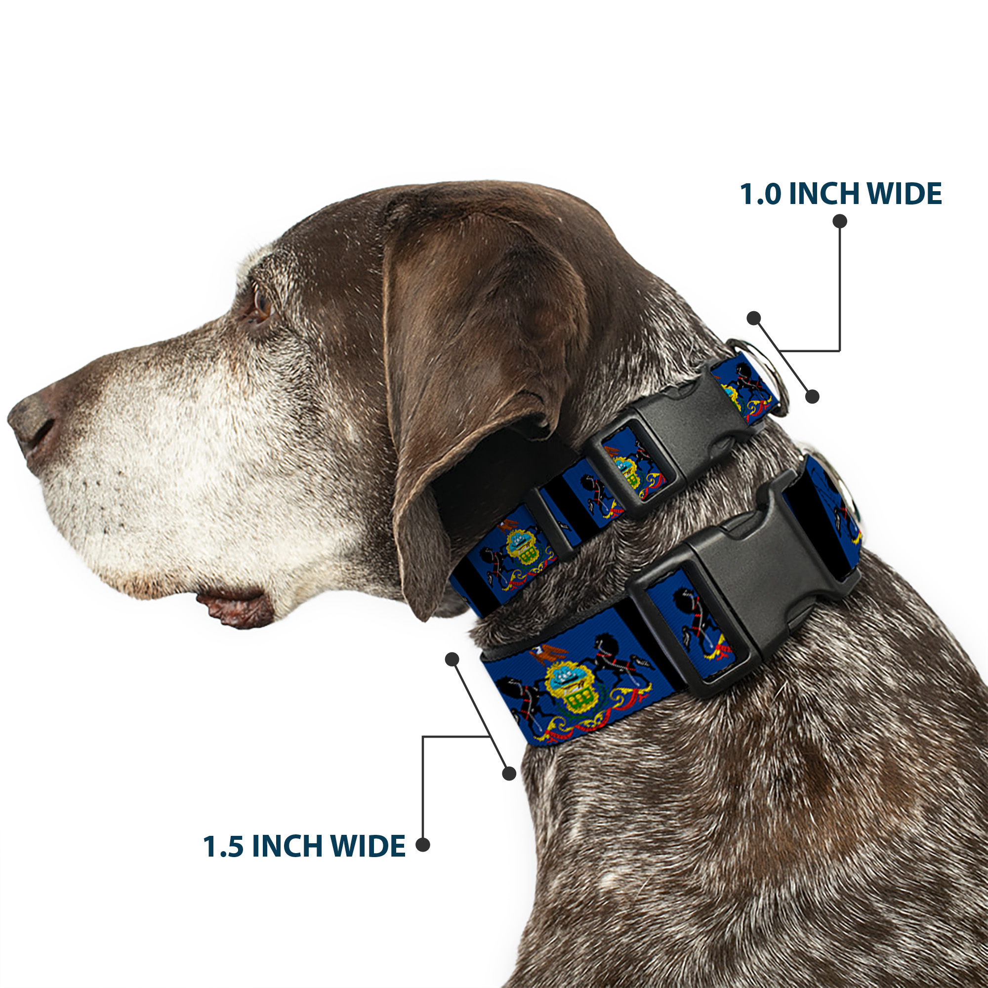 Plastic Clip Collar Pennsylvania Flags/Black NARROW-Small 7-8.5"