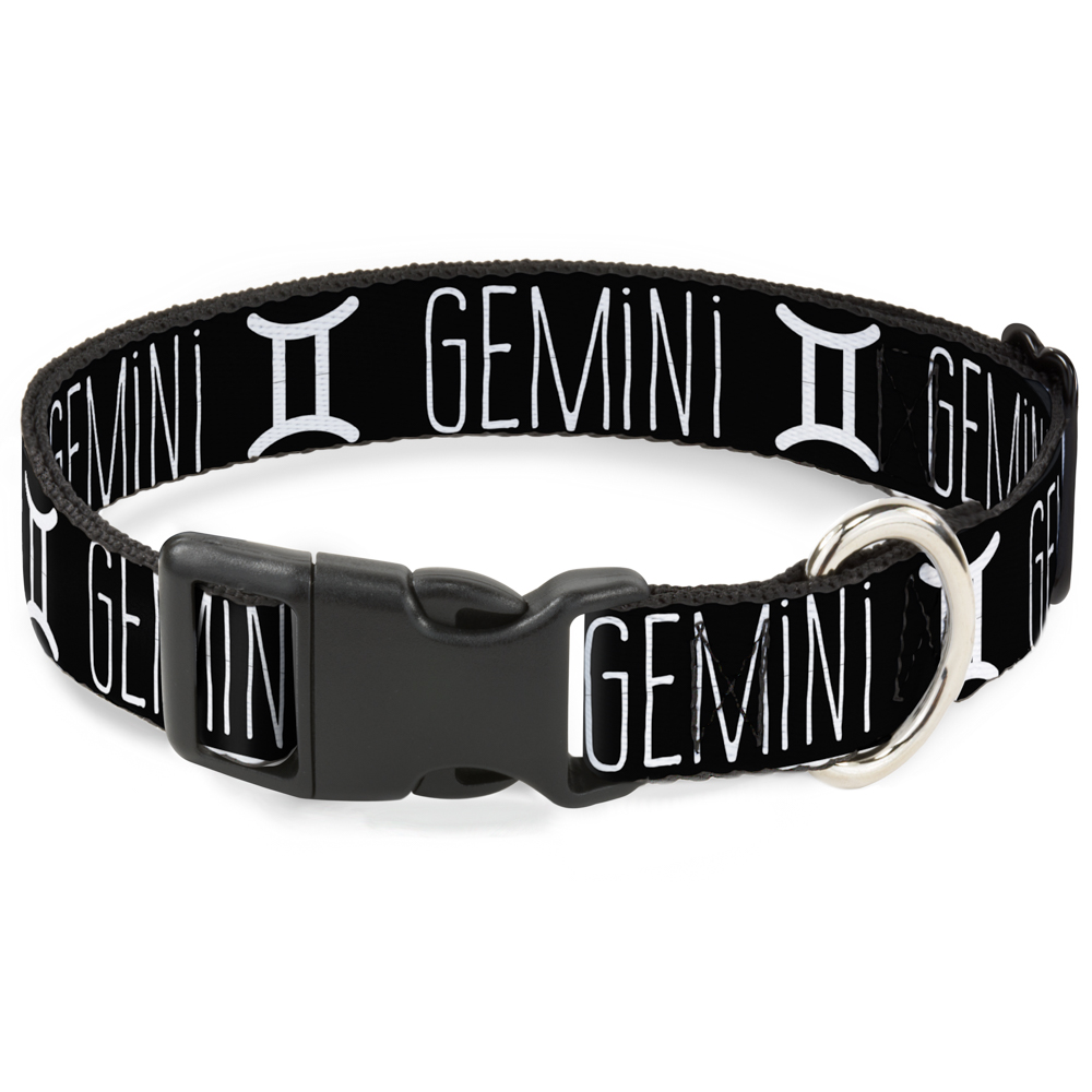 Plastic Clip Collar Zodiac GEMINI/Symbol Black/White NARROW-Large 9. (US IMPORT)