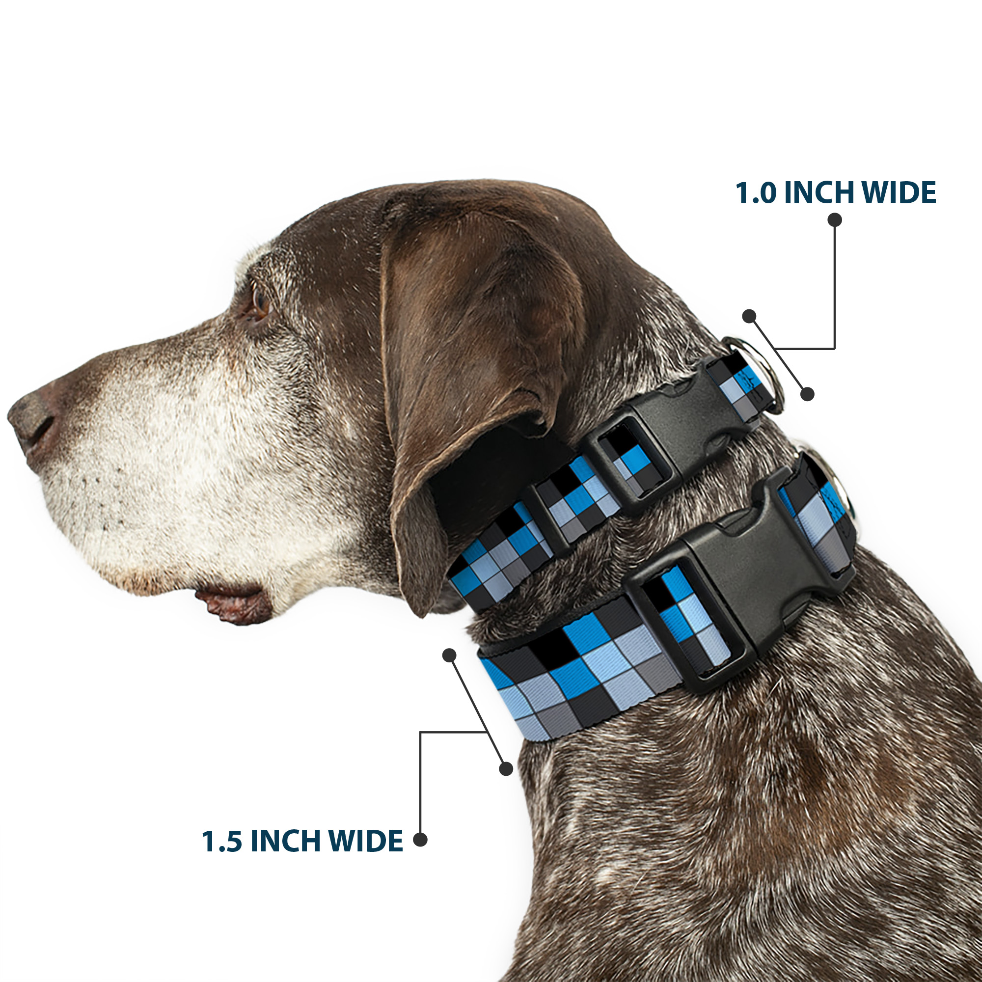 Plastic Clip Collar Checker Mosaic Blue Small 9.5-13"