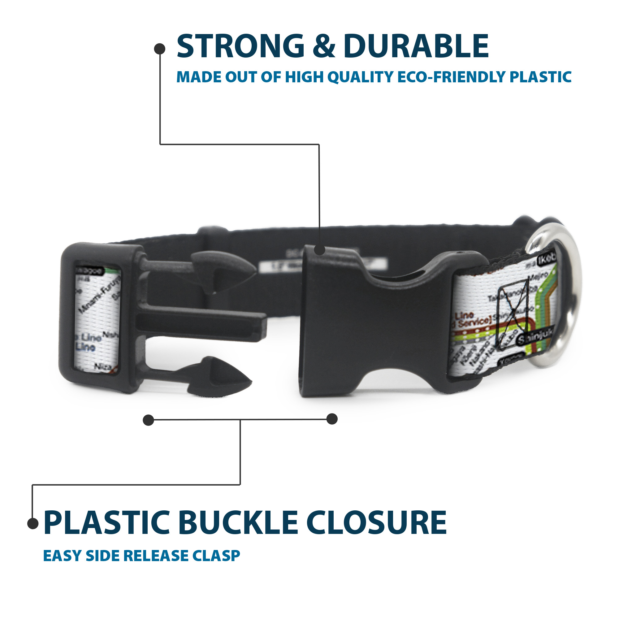 Plastic Clip Collar Tokyo Subway Large 15-24"