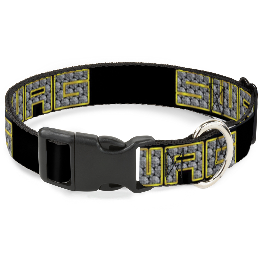 Plastic Clip Collar SWAG Black/Bling Large 15-24"