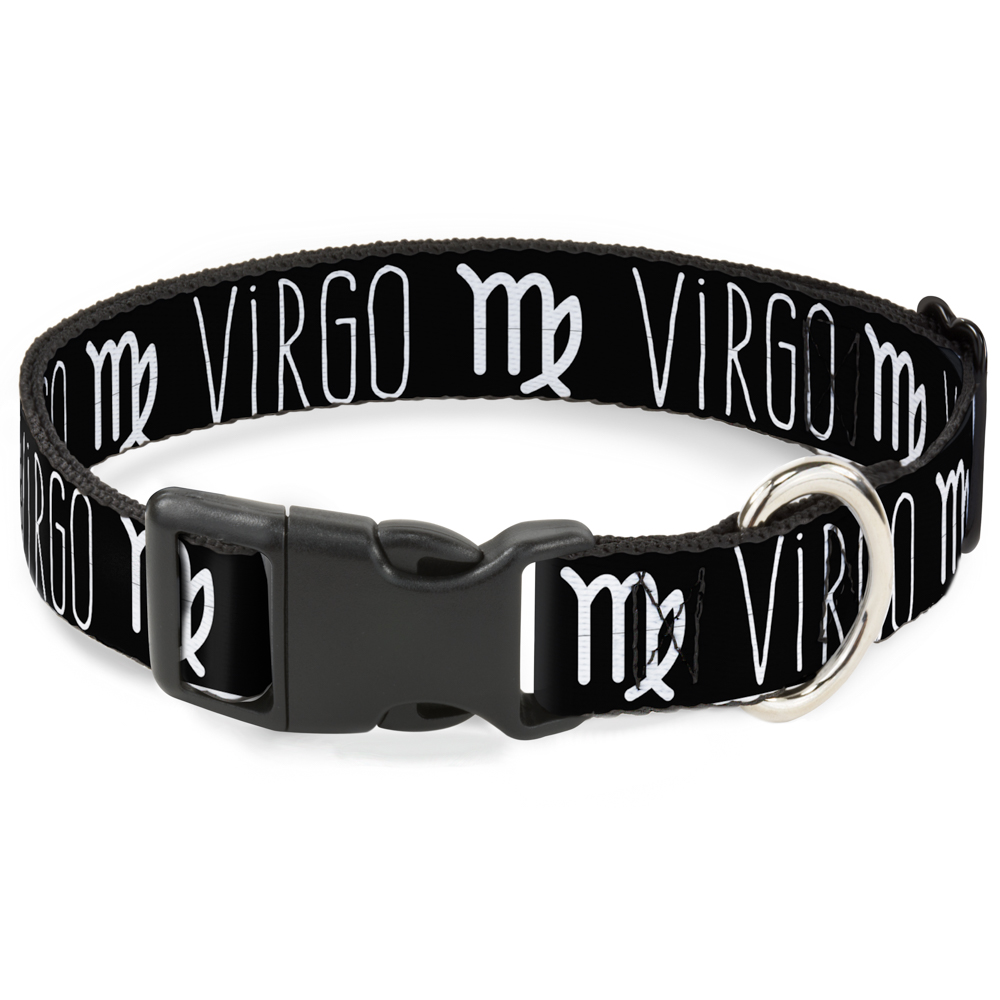 Plastic Clip Collar Zodiac VIRGO/Symbol Black/White NARROW-Large 9.5 (US IMPORT)
