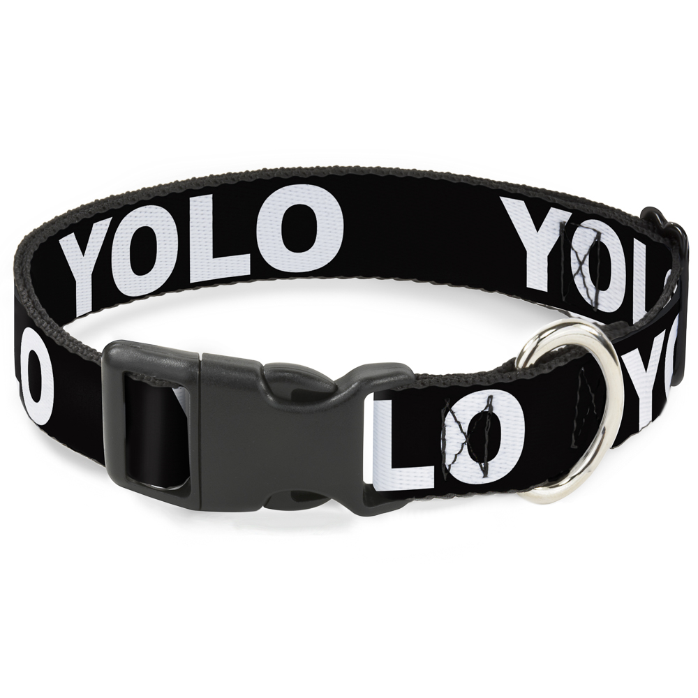 Plastic Clip Collar YOLO Black/White Small 9.5-13"